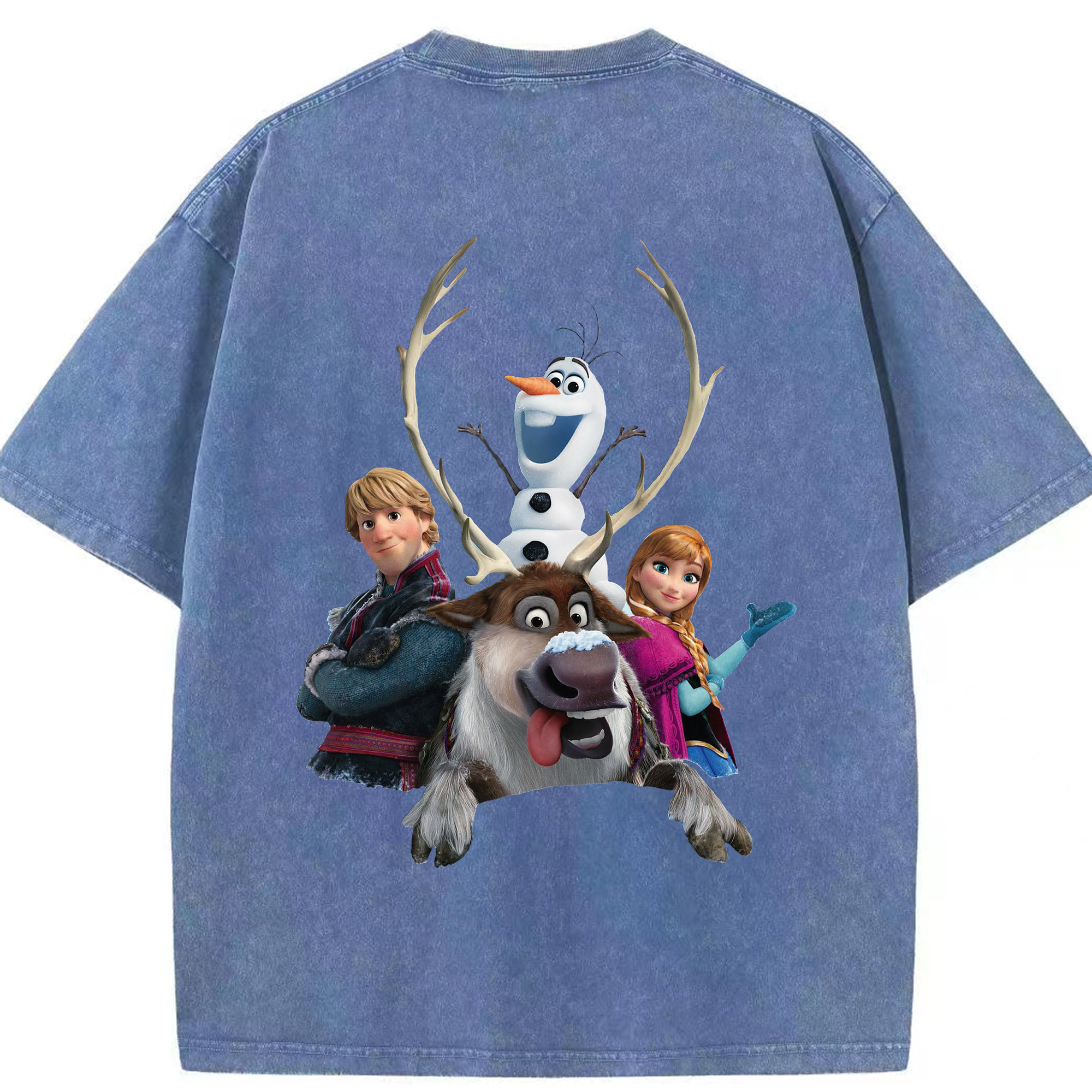 （画像用） アナと雪の女王 アンナ エルサ Frozen Anna Elsa 綿100% ヴィンテージ風 半袖Tシャツ（背面プリント）