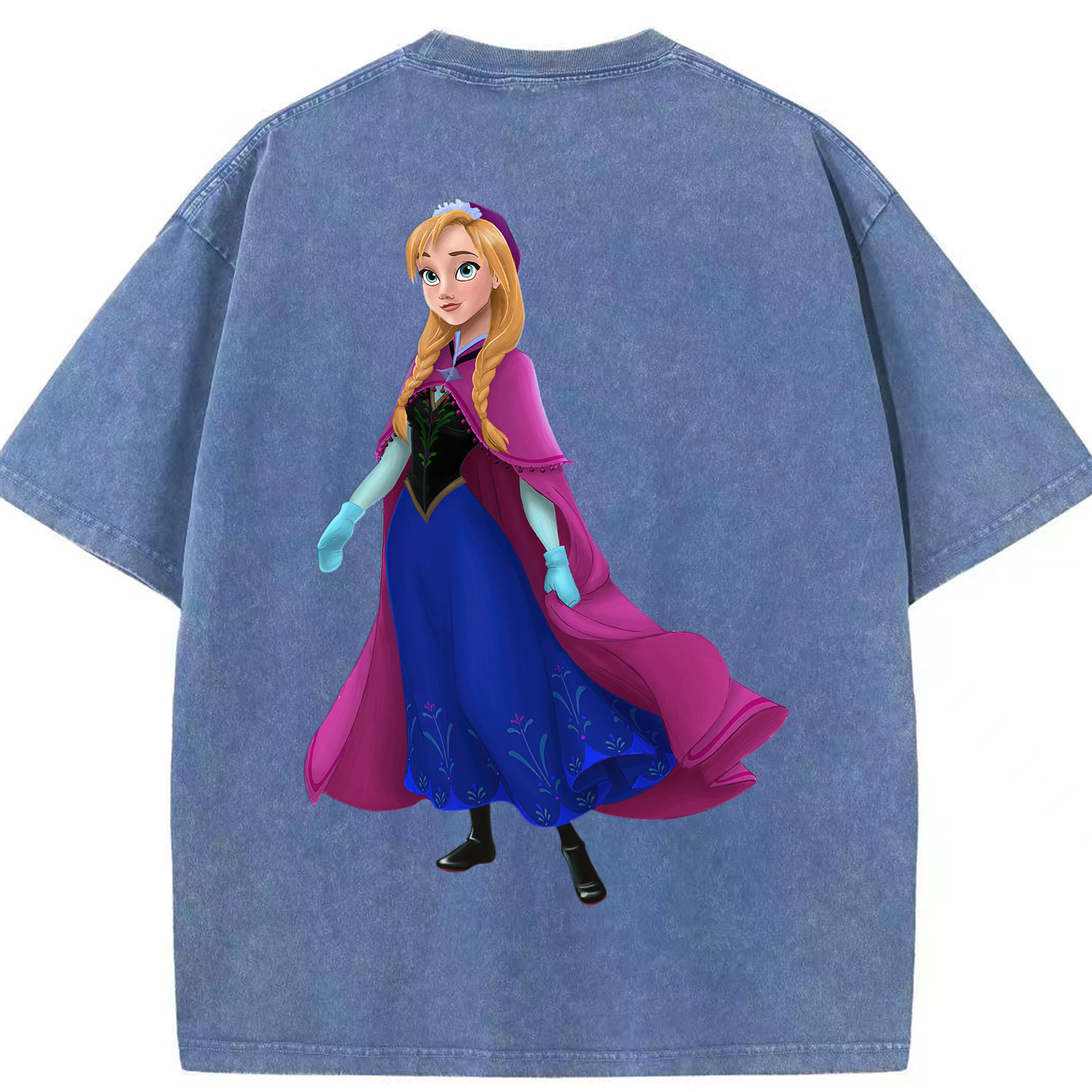 （画像用） アナと雪の女王 アンナ エルサ Frozen Anna Elsa 綿100% ヴィンテージ風 半袖Tシャツ（背面プリント）