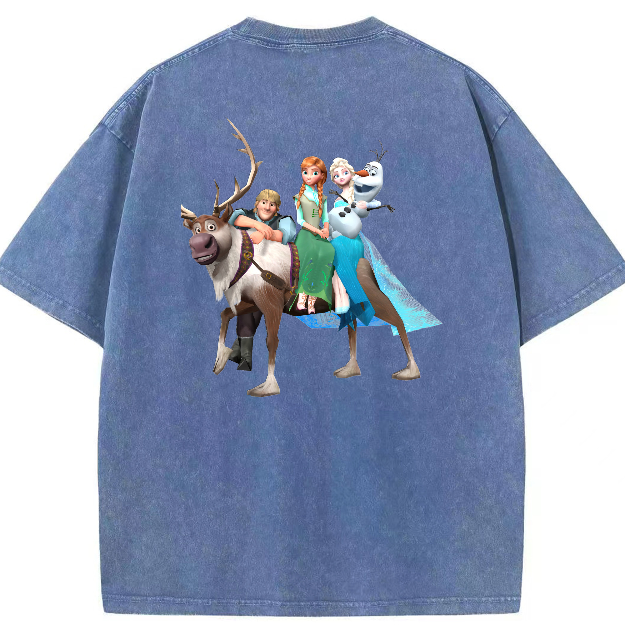 （画像用） アナと雪の女王 アンナ エルサ Frozen Anna Elsa 綿100% ヴィンテージ風 半袖Tシャツ（背面プリント）