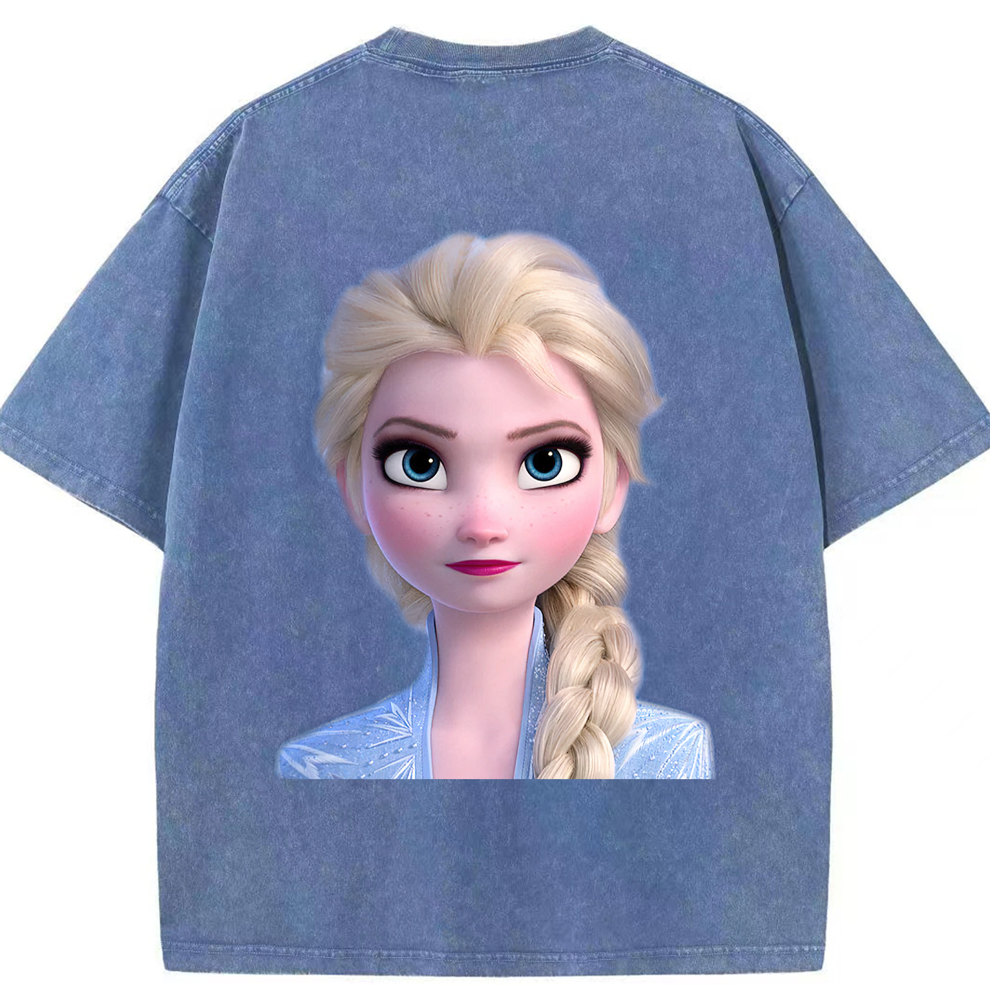 （画像用） アナと雪の女王 アンナ エルサ Frozen Anna Elsa 綿100% ヴィンテージ風 半袖Tシャツ（背面プリント）