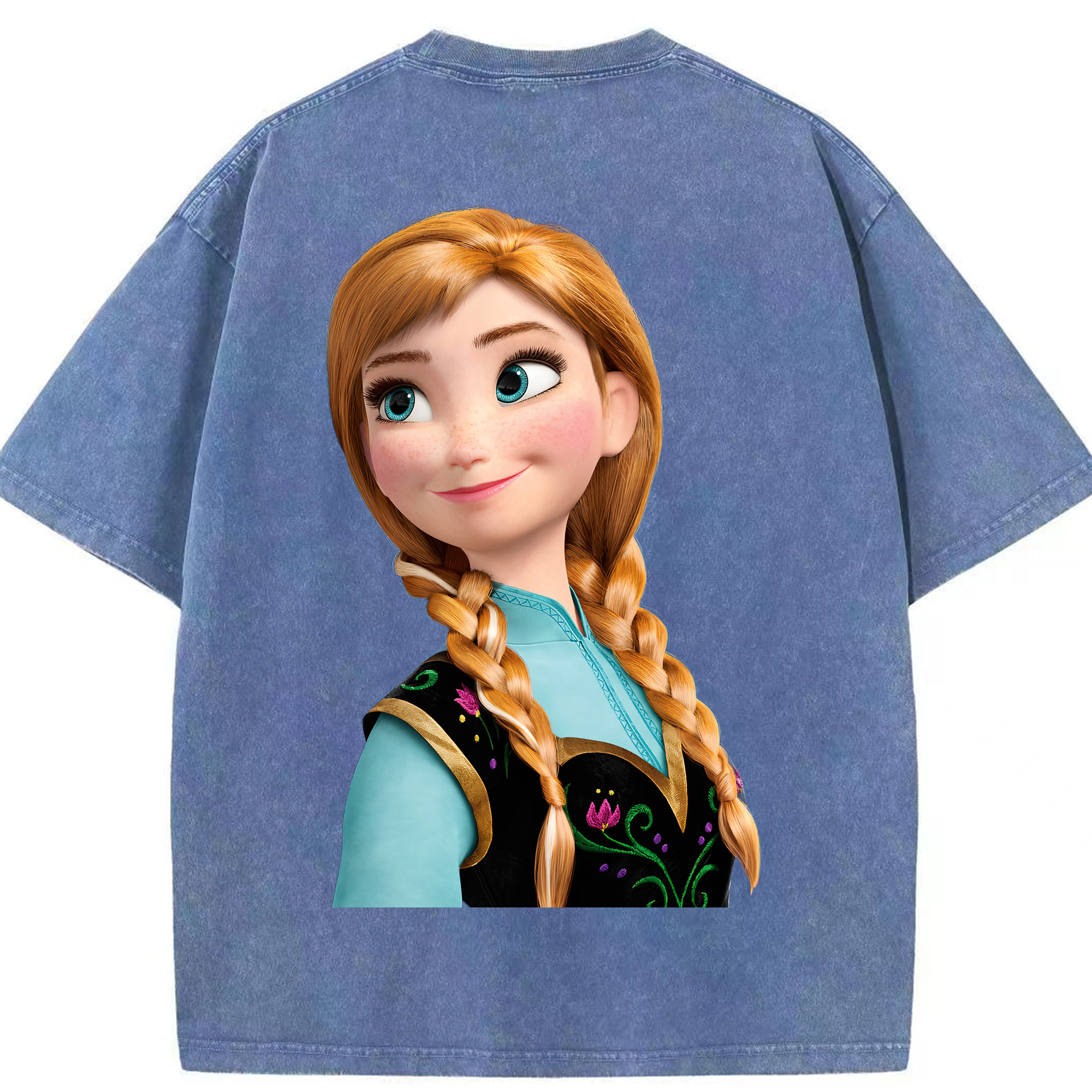 （画像用） アナと雪の女王 アンナ エルサ Frozen Anna Elsa 綿100% ヴィンテージ風 半袖Tシャツ（背面プリント）