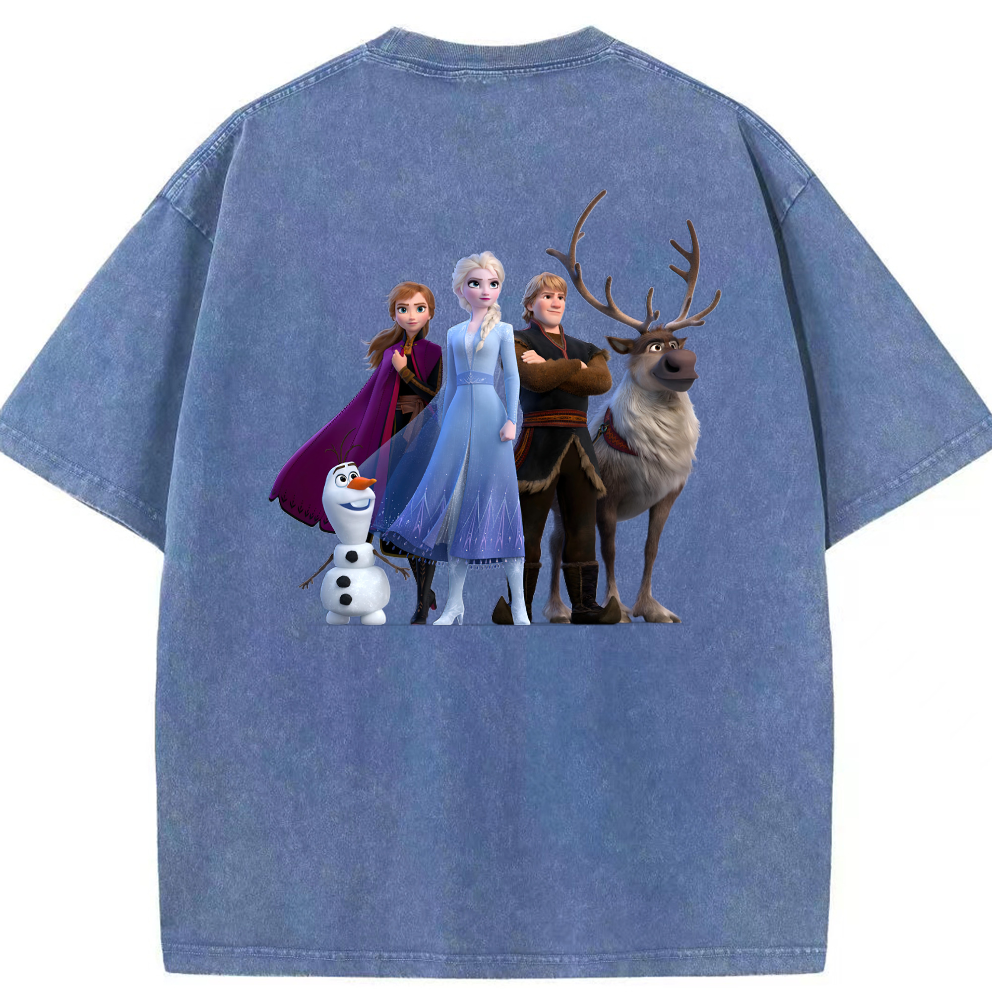 （画像用） アナと雪の女王 アンナ エルサ Frozen Anna Elsa 綿100% ヴィンテージ風 半袖Tシャツ（背面プリント）