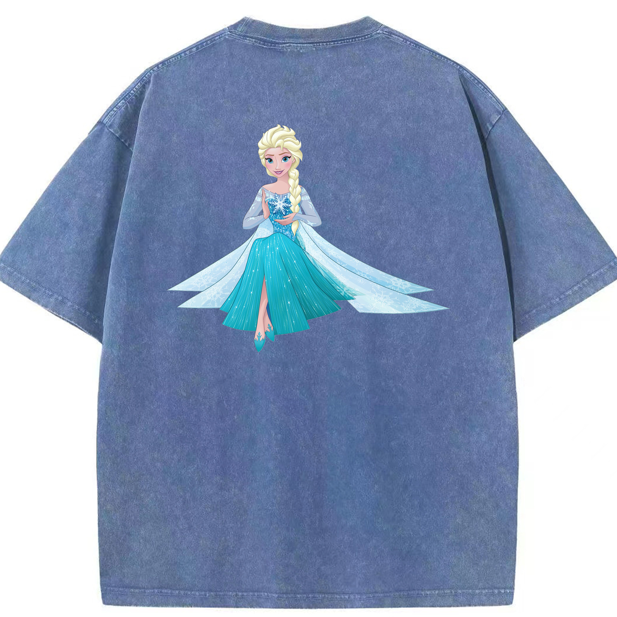 （画像用） アナと雪の女王 アンナ エルサ Frozen Anna Elsa 綿100% ヴィンテージ風 半袖Tシャツ（背面プリント）