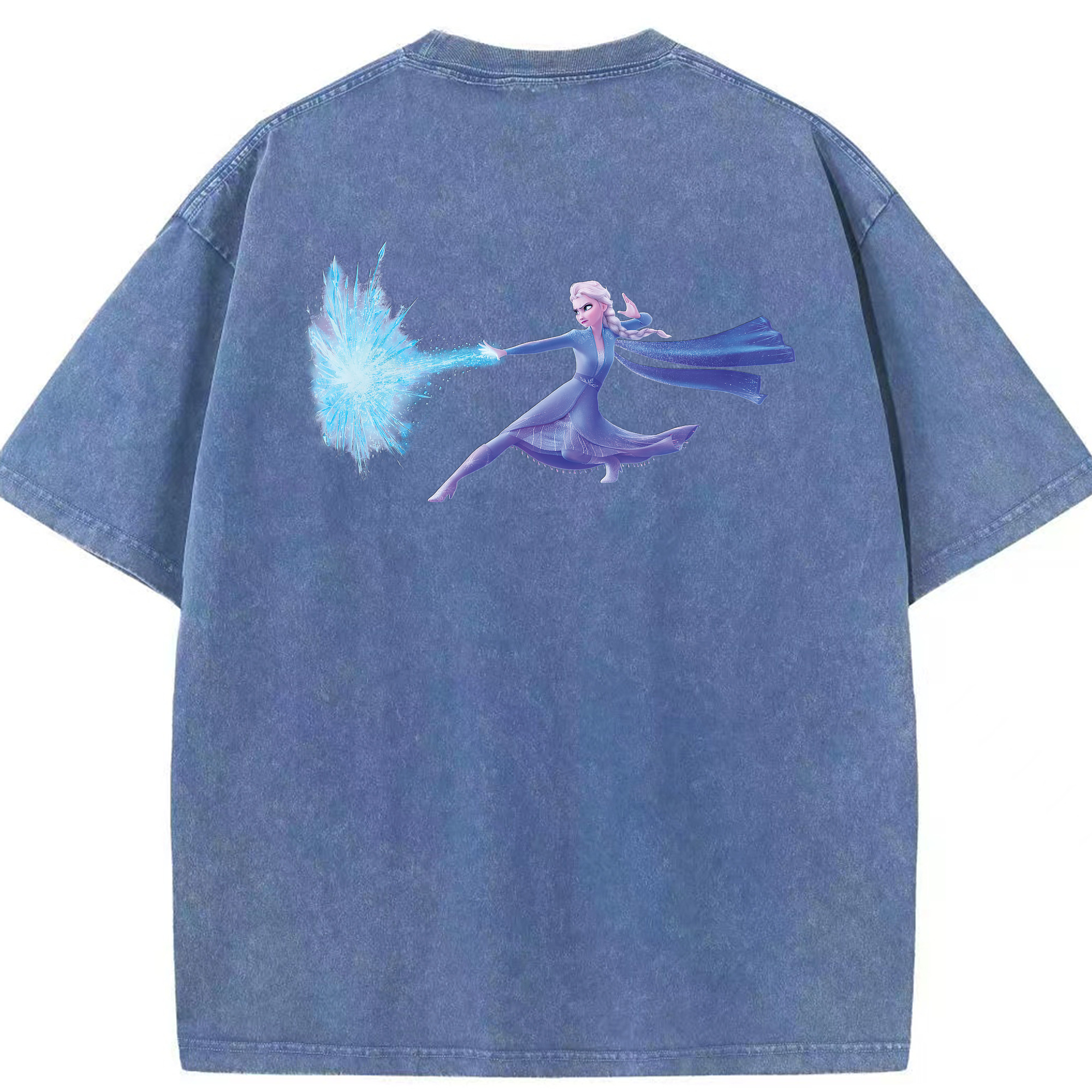 （画像用） アナと雪の女王 アンナ エルサ Frozen Anna Elsa 綿100% ヴィンテージ風 半袖Tシャツ（背面プリント）