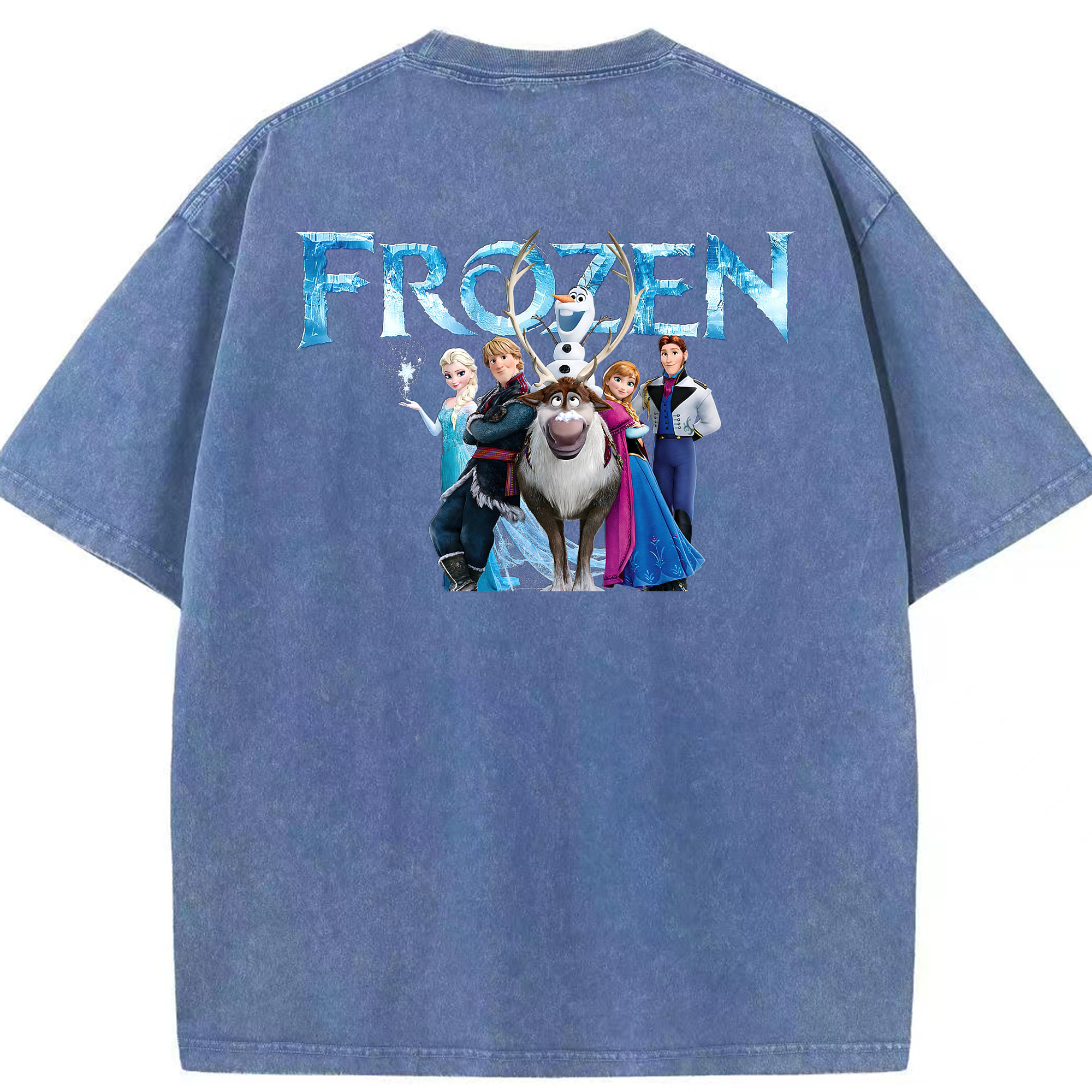 （画像用） アナと雪の女王 アンナ エルサ Frozen Anna Elsa 綿100% ヴィンテージ風 半袖Tシャツ（背面プリント）