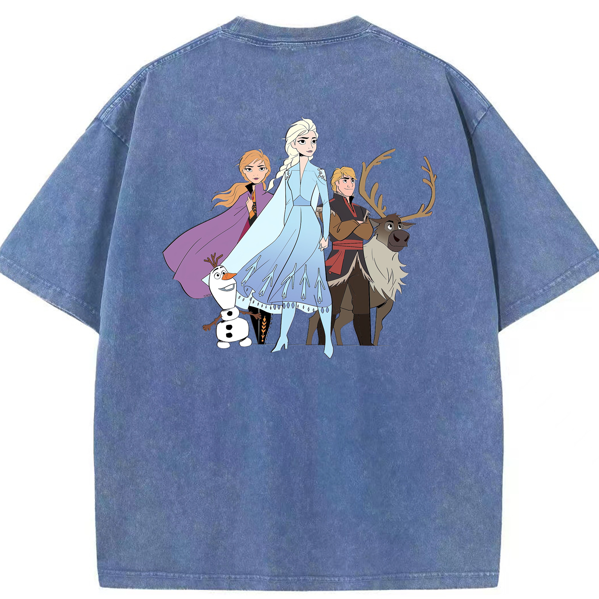 （画像用） アナと雪の女王 アンナ エルサ Frozen Anna Elsa 綿100% ヴィンテージ風 半袖Tシャツ（背面プリント）