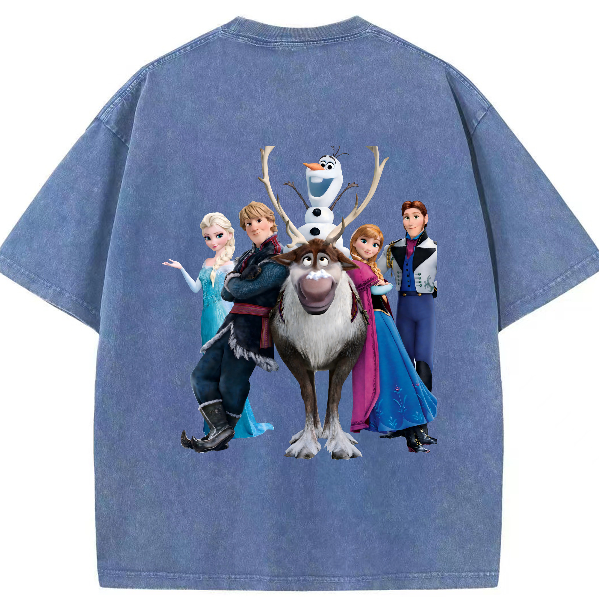 （画像用） アナと雪の女王 アンナ エルサ Frozen Anna Elsa 綿100% ヴィンテージ風 半袖Tシャツ（背面プリント）