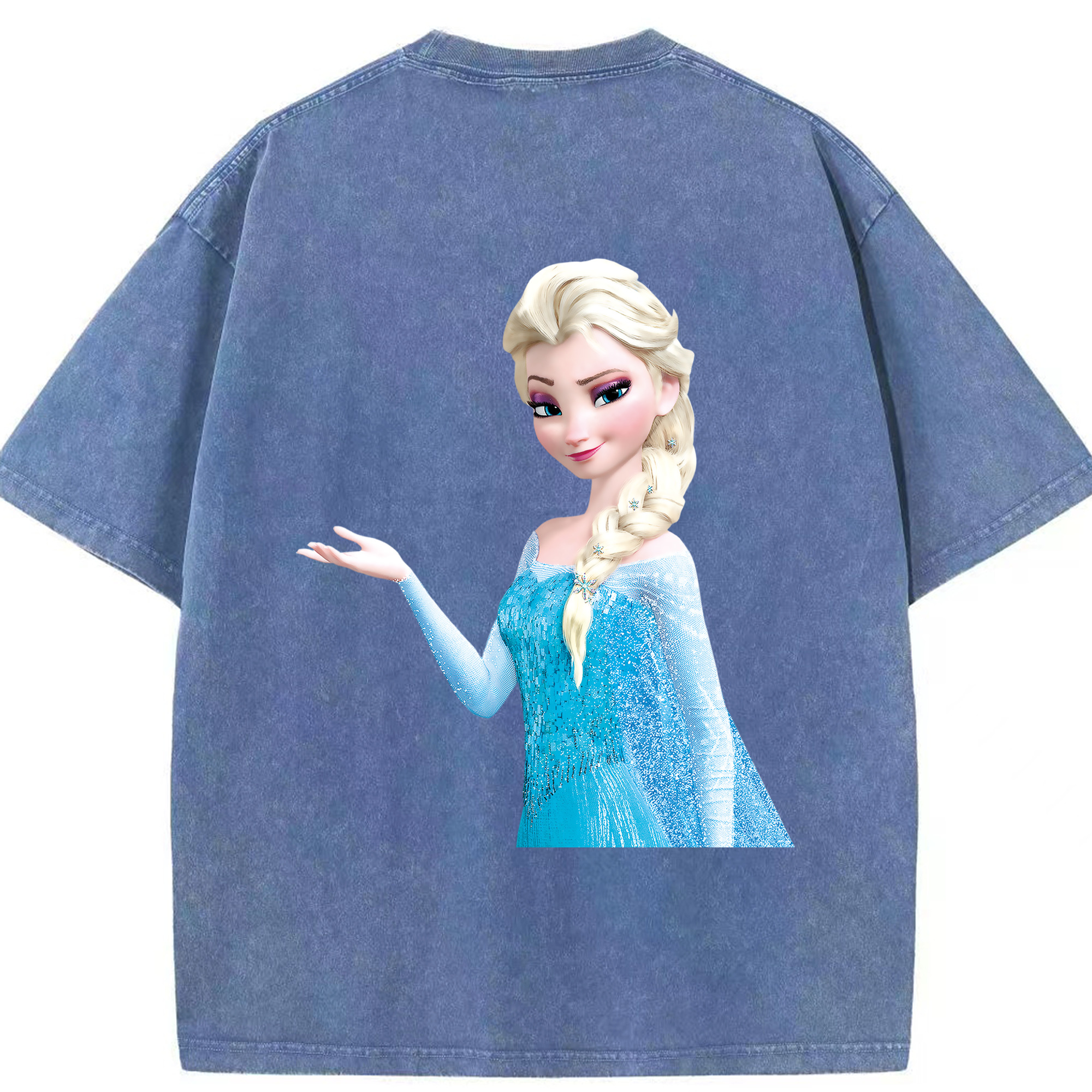 （画像用） アナと雪の女王 アンナ エルサ Frozen Anna Elsa 綿100% ヴィンテージ風 半袖Tシャツ（背面プリント）