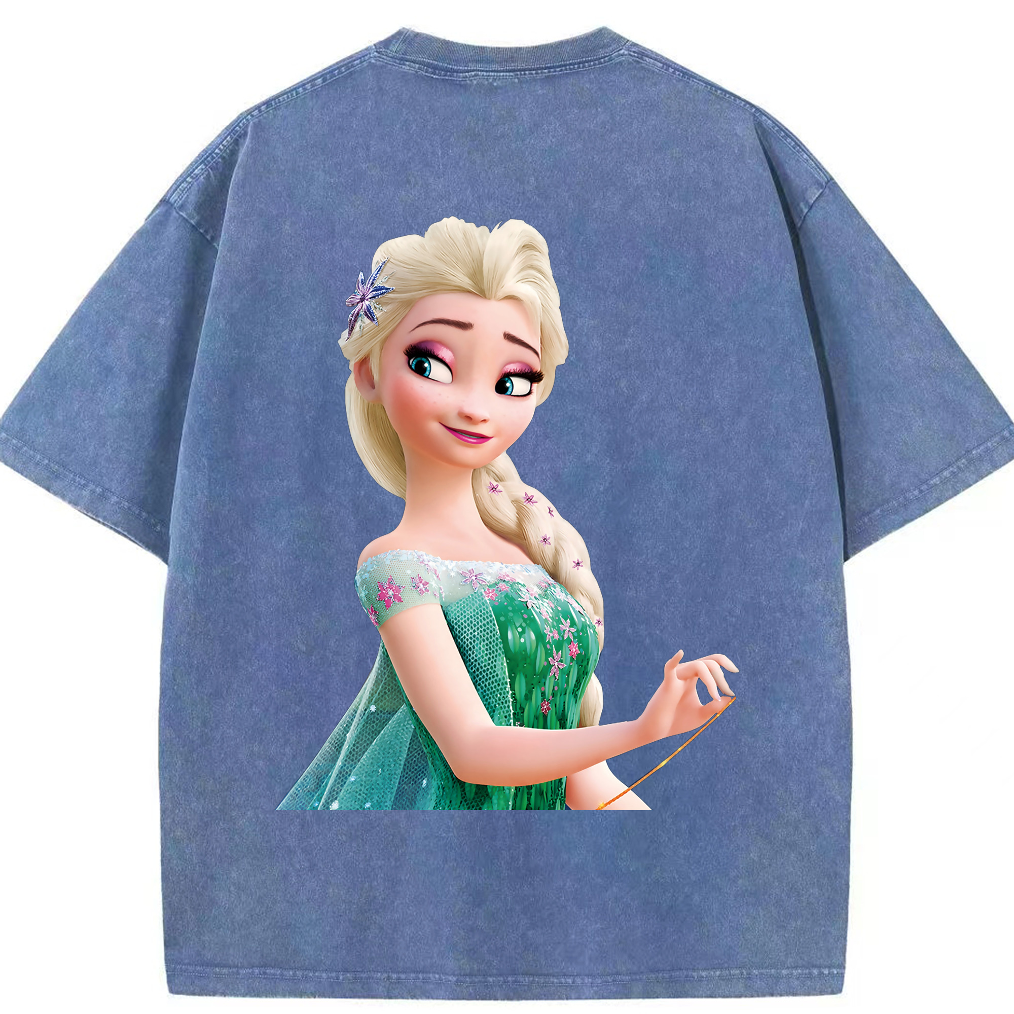 （画像用） アナと雪の女王 アンナ エルサ Frozen Anna Elsa 綿100% ヴィンテージ風 半袖Tシャツ（背面プリント）