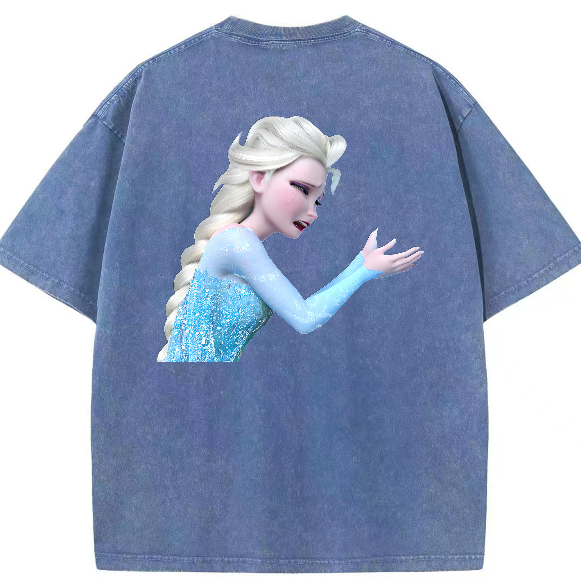 （画像用） アナと雪の女王 アンナ エルサ Frozen Anna Elsa 綿100% ヴィンテージ風 半袖Tシャツ（背面プリント）