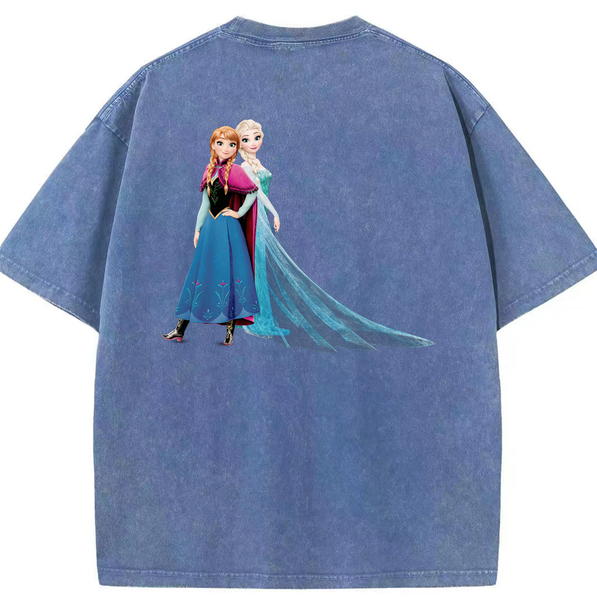 （画像用） アナと雪の女王 アンナ エルサ Frozen Anna Elsa 綿100% ヴィンテージ風 半袖Tシャツ（背面プリント）