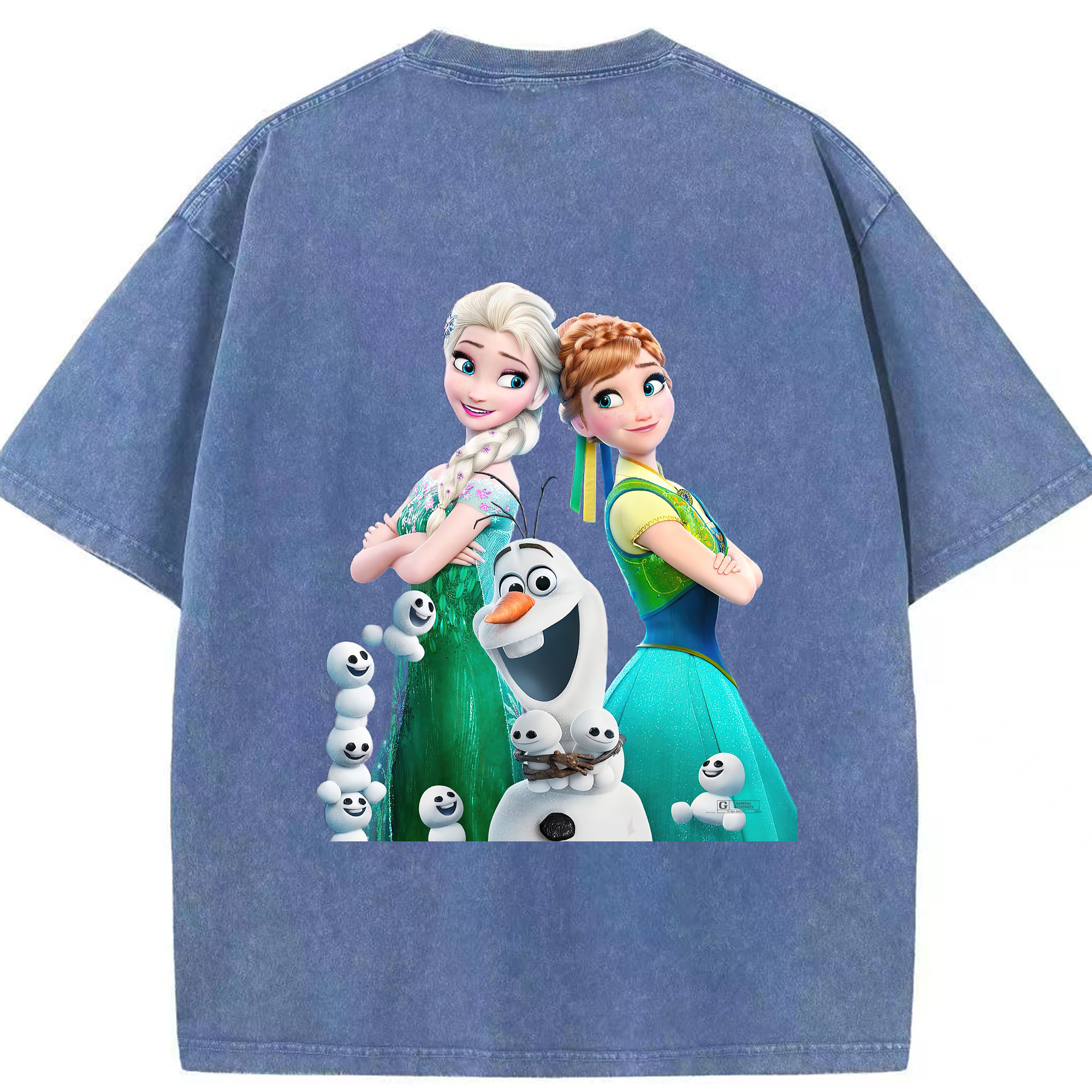 （画像用） アナと雪の女王 アンナ エルサ Frozen Anna Elsa 綿100% ヴィンテージ風 半袖Tシャツ（背面プリント）