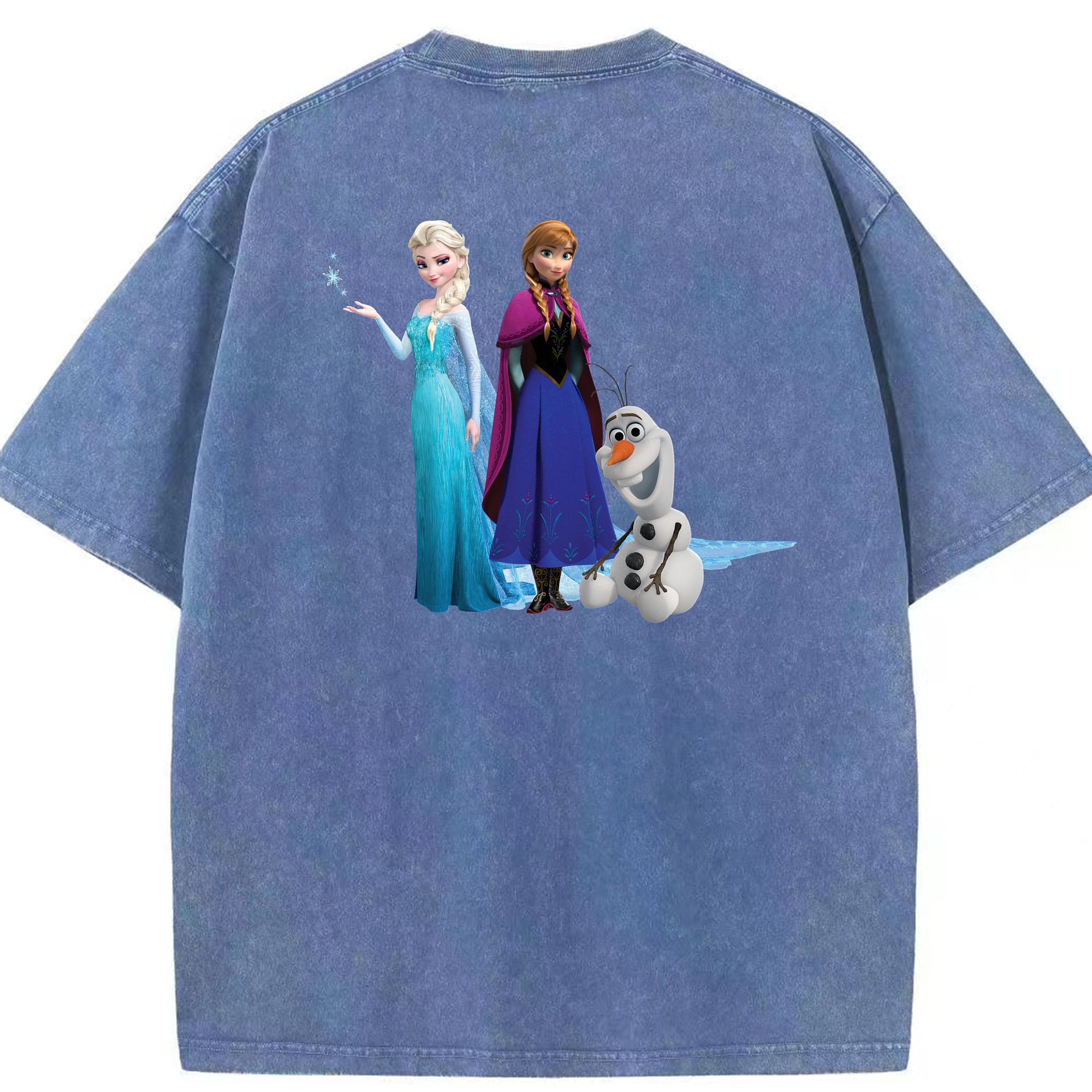 （画像用） アナと雪の女王 アンナ エルサ Frozen Anna Elsa 綿100% ヴィンテージ風 半袖Tシャツ（背面プリント）