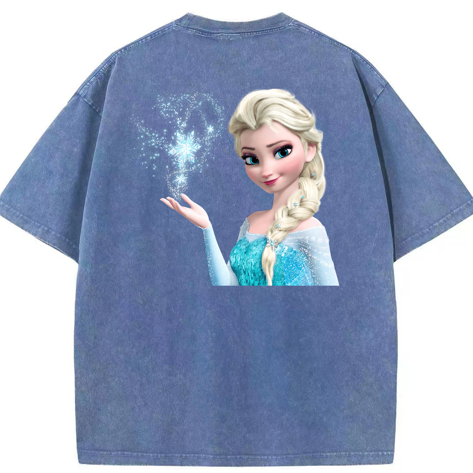 （画像用） アナと雪の女王 アンナ エルサ Frozen Anna Elsa 綿100% ヴィンテージ風 半袖Tシャツ（背面プリント）