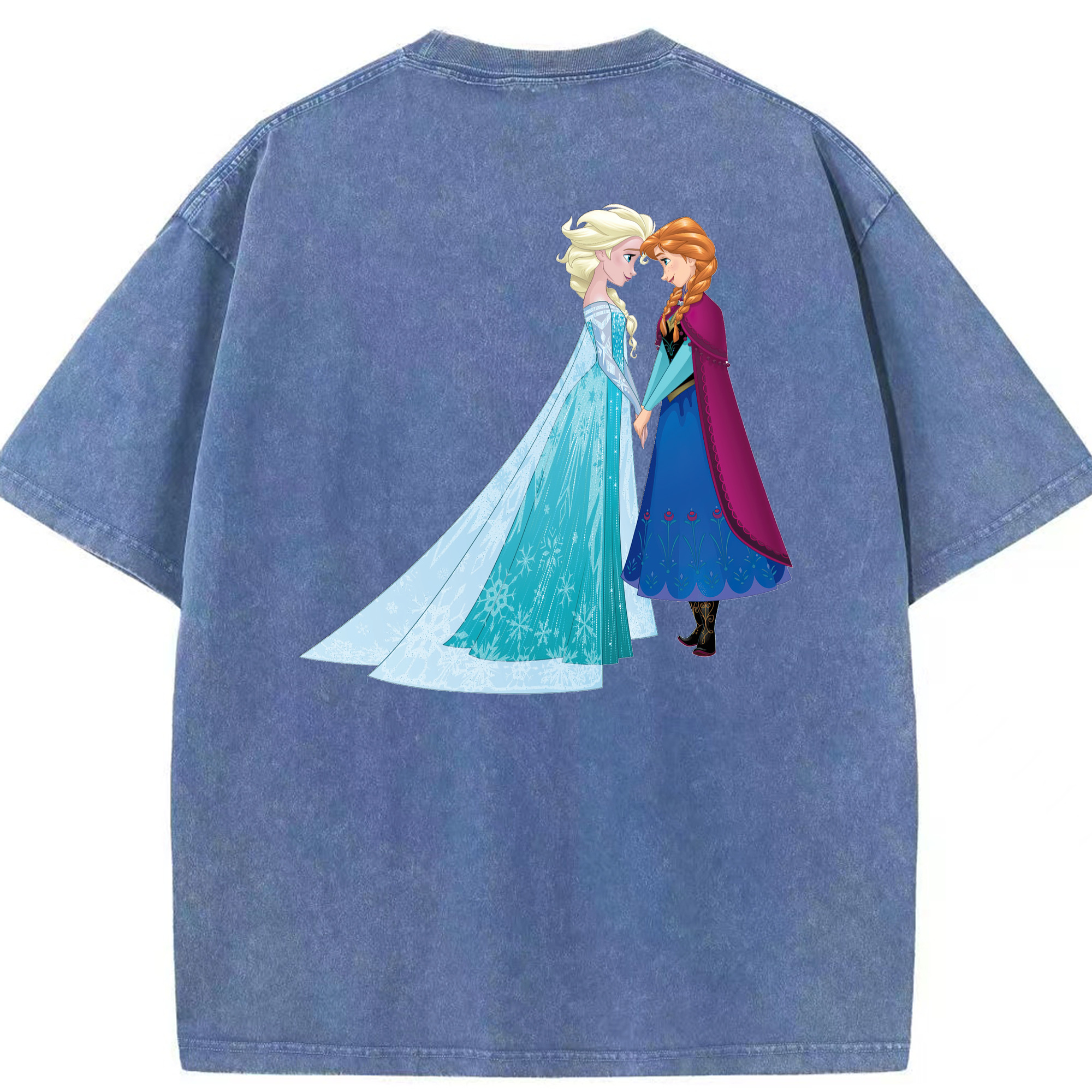 （画像用） アナと雪の女王 アンナ エルサ Frozen Anna Elsa 綿100% ヴィンテージ風 半袖Tシャツ（背面プリント）