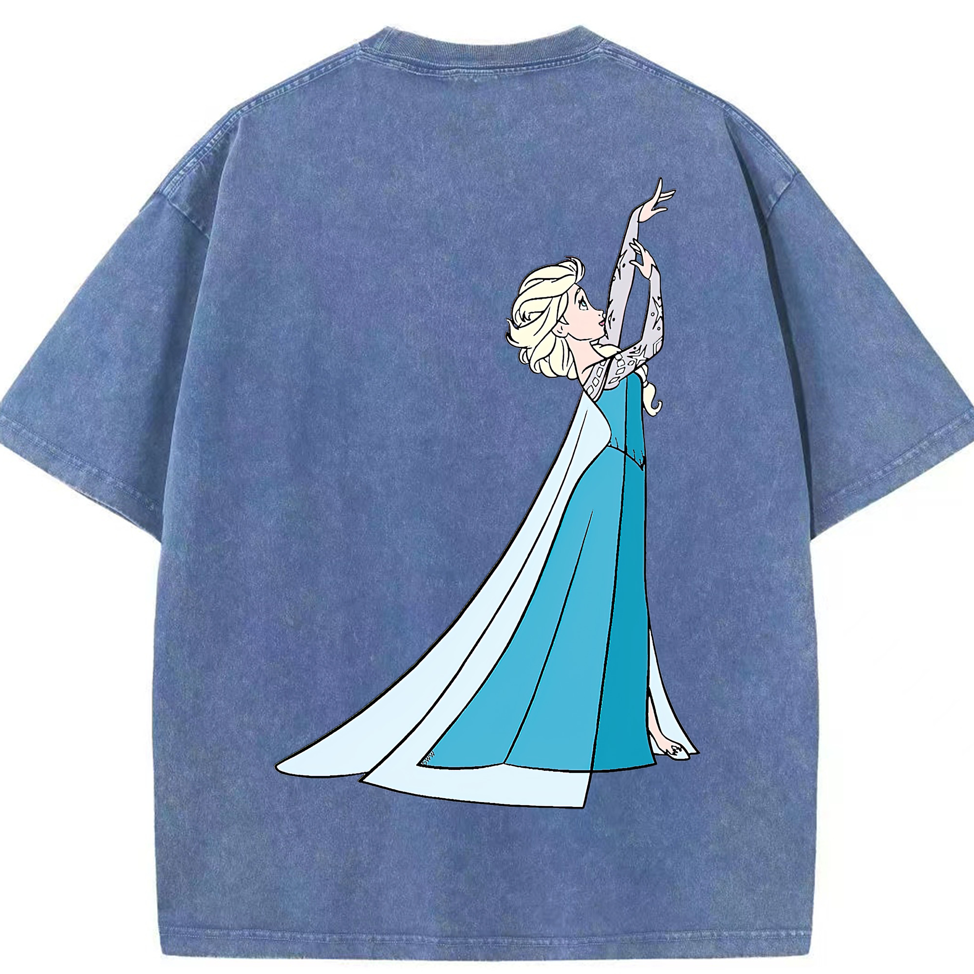 （画像用） アナと雪の女王 アンナ エルサ Frozen Anna Elsa 綿100% ヴィンテージ風 半袖Tシャツ（背面プリント）