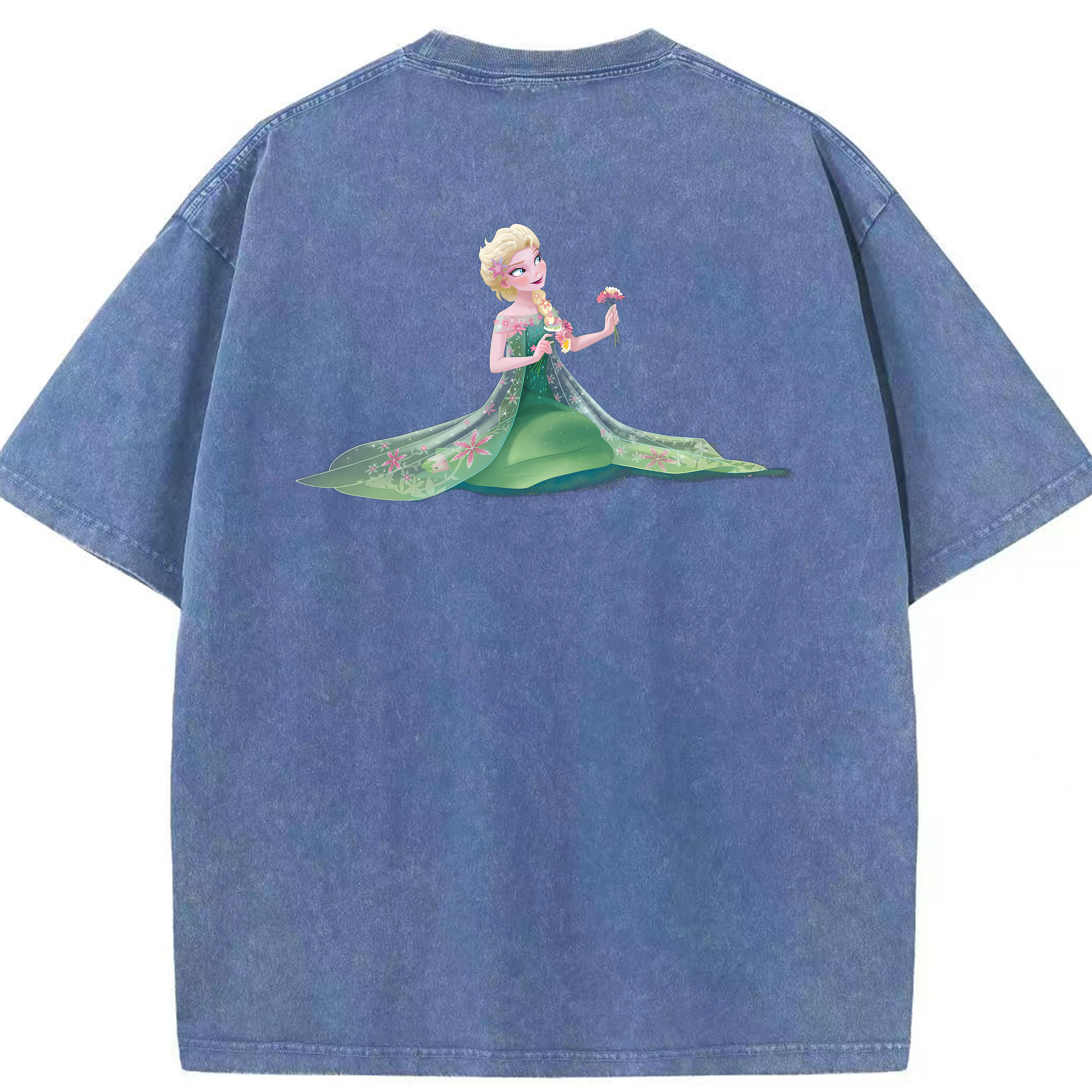 （画像用） アナと雪の女王 アンナ エルサ Frozen Anna Elsa 綿100% ヴィンテージ風 半袖Tシャツ（背面プリント）