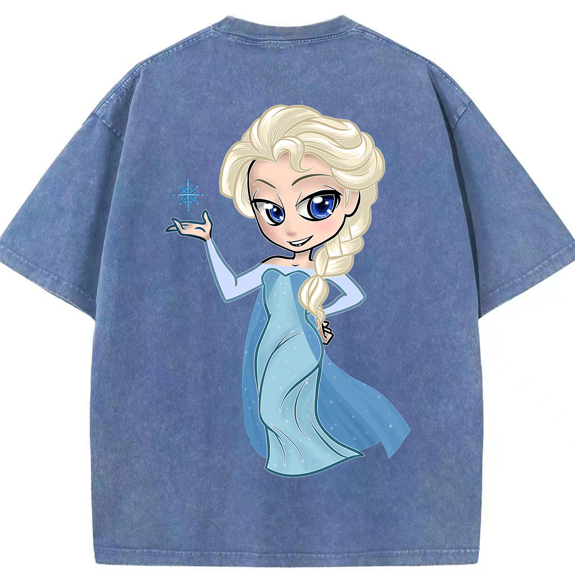 （画像用） アナと雪の女王 アンナ エルサ Frozen Anna Elsa 綿100% ヴィンテージ風 半袖Tシャツ（背面プリント）