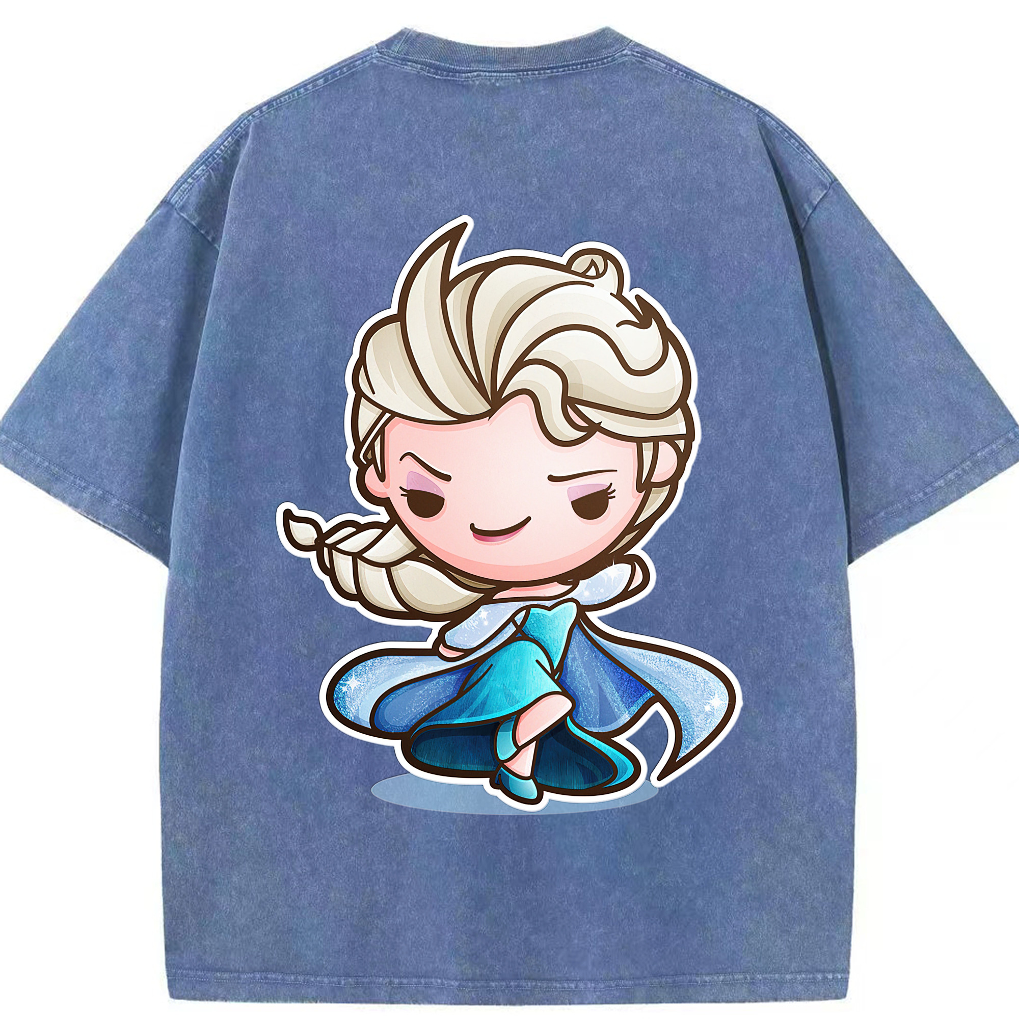 （画像用） アナと雪の女王 アンナ エルサ Frozen Anna Elsa 綿100% ヴィンテージ風 半袖Tシャツ（背面プリント）