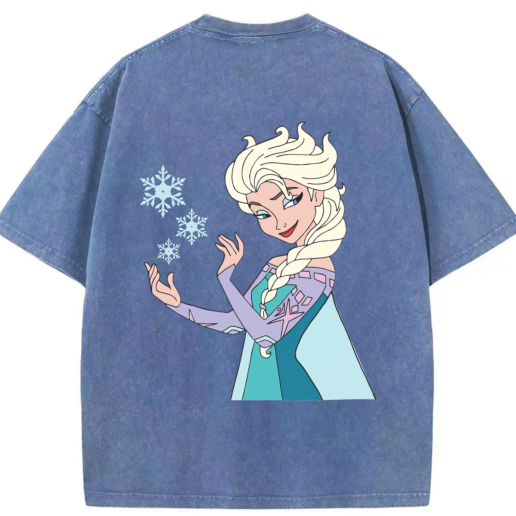 （画像用） アナと雪の女王 アンナ エルサ Frozen Anna Elsa 綿100% ヴィンテージ風 半袖Tシャツ（背面プリント）