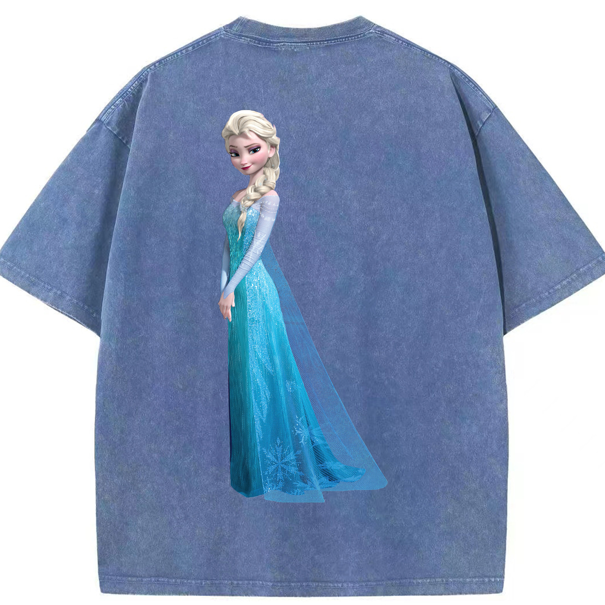 （画像用） アナと雪の女王 アンナ エルサ Frozen Anna Elsa 綿100% ヴィンテージ風 半袖Tシャツ（背面プリント）