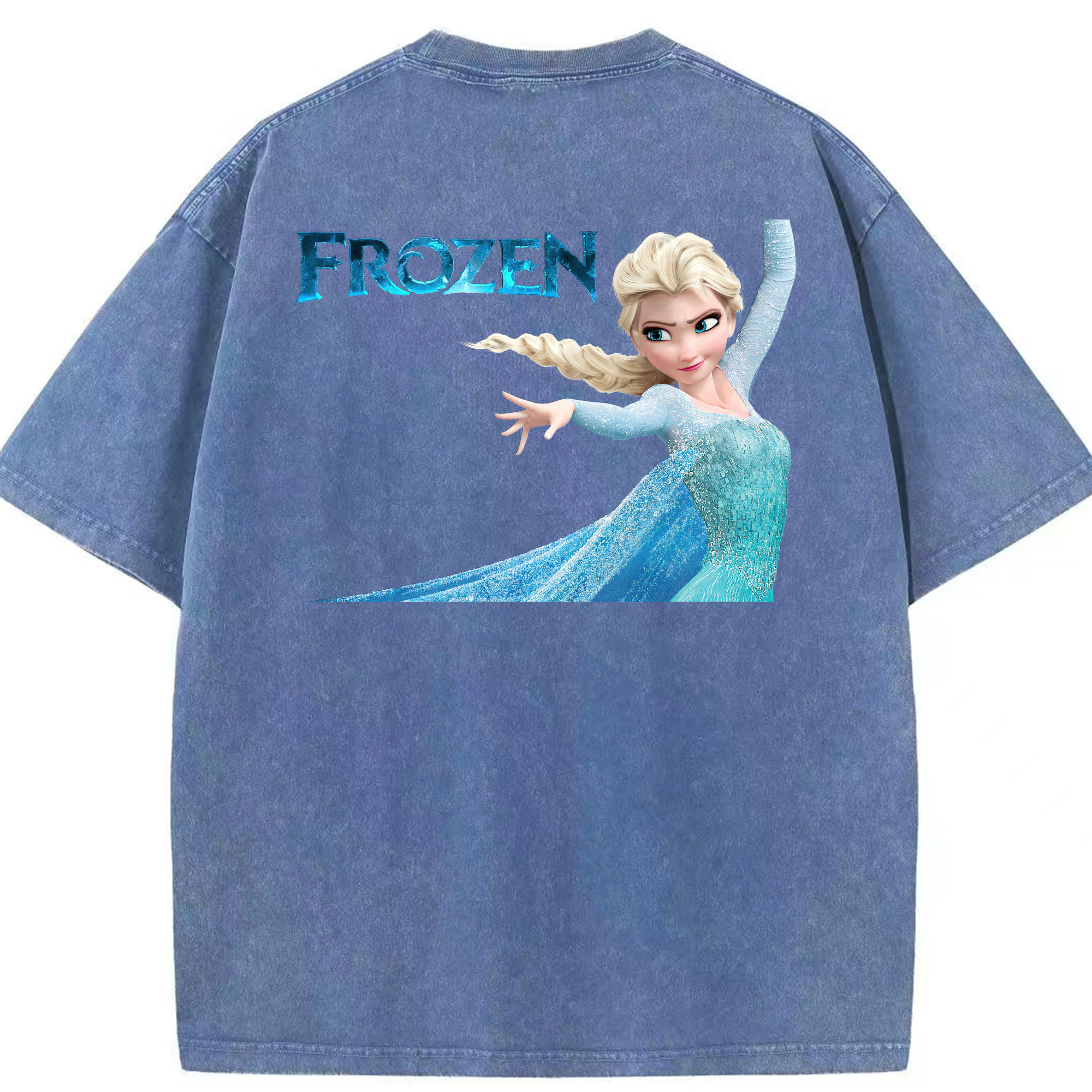 （画像用） アナと雪の女王 アンナ エルサ Frozen Anna Elsa 綿100% ヴィンテージ風 半袖Tシャツ（背面プリント）