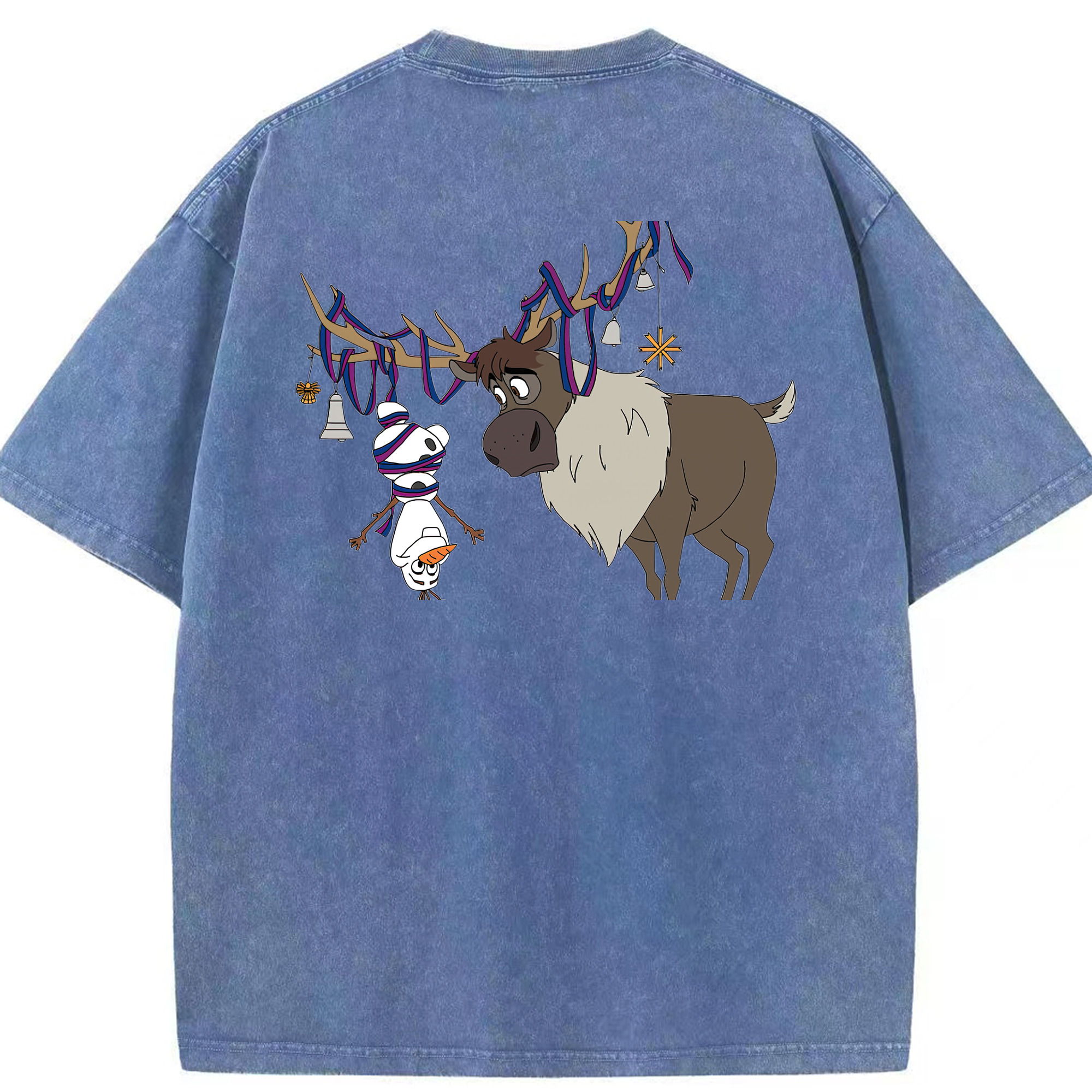 （画像用） アナと雪の女王 アンナ エルサ Frozen Anna Elsa 綿100% ヴィンテージ風 半袖Tシャツ（背面プリント）