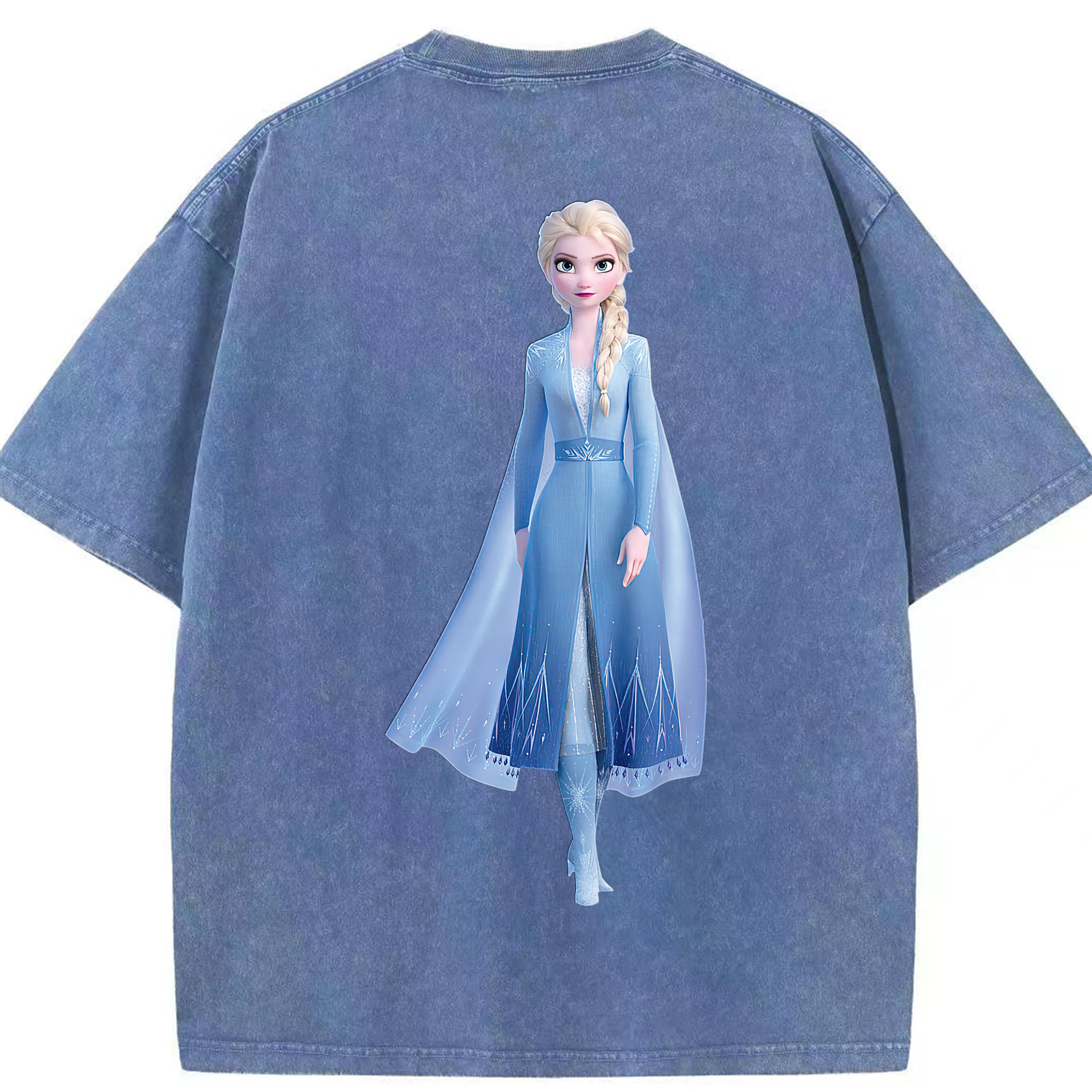 （画像用） アナと雪の女王 アンナ エルサ Frozen Anna Elsa 綿100% ヴィンテージ風 半袖Tシャツ（背面プリント）