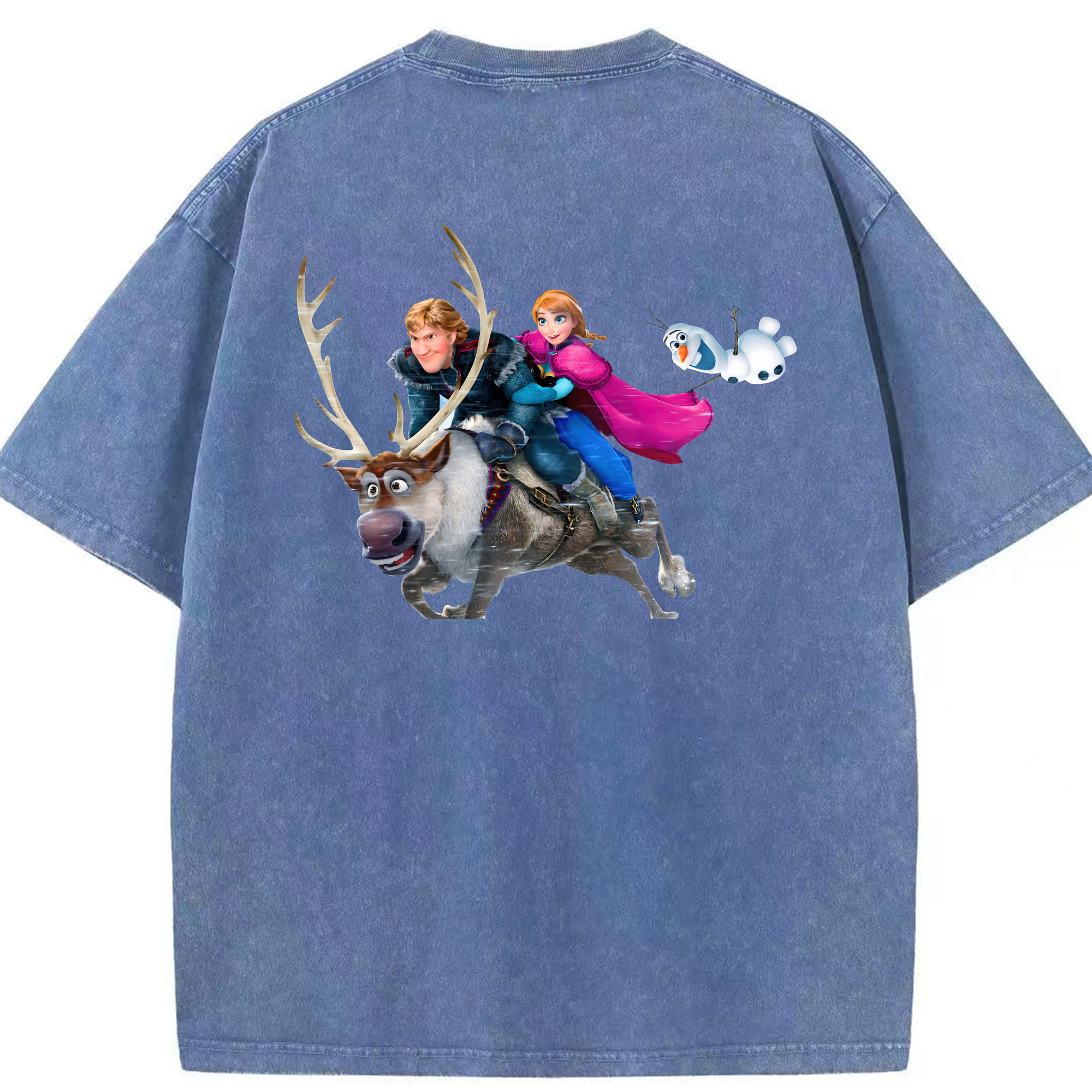 （画像用） アナと雪の女王 アンナ エルサ Frozen Anna Elsa 綿100% ヴィンテージ風 半袖Tシャツ（背面プリント）