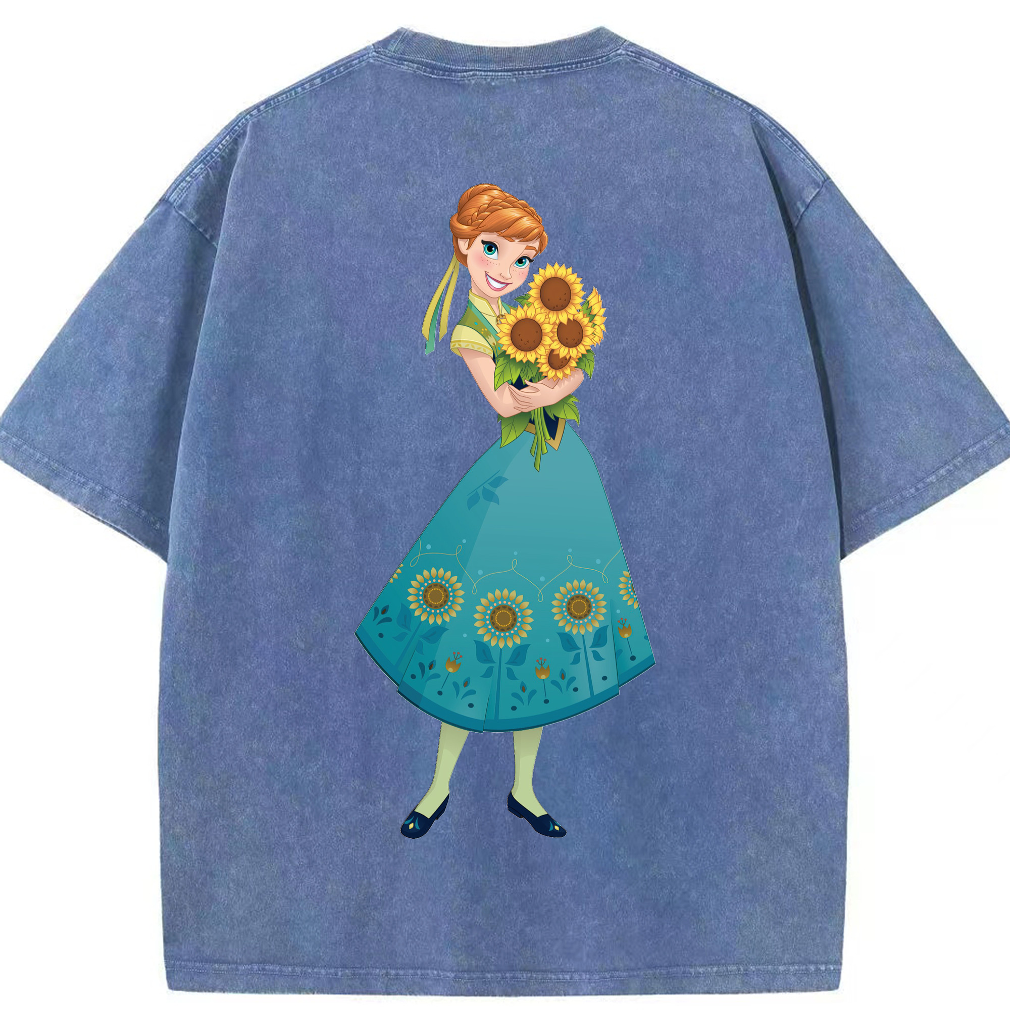 （画像用） アナと雪の女王 アンナ エルサ Frozen Anna Elsa 綿100% ヴィンテージ風 半袖Tシャツ（背面プリント）