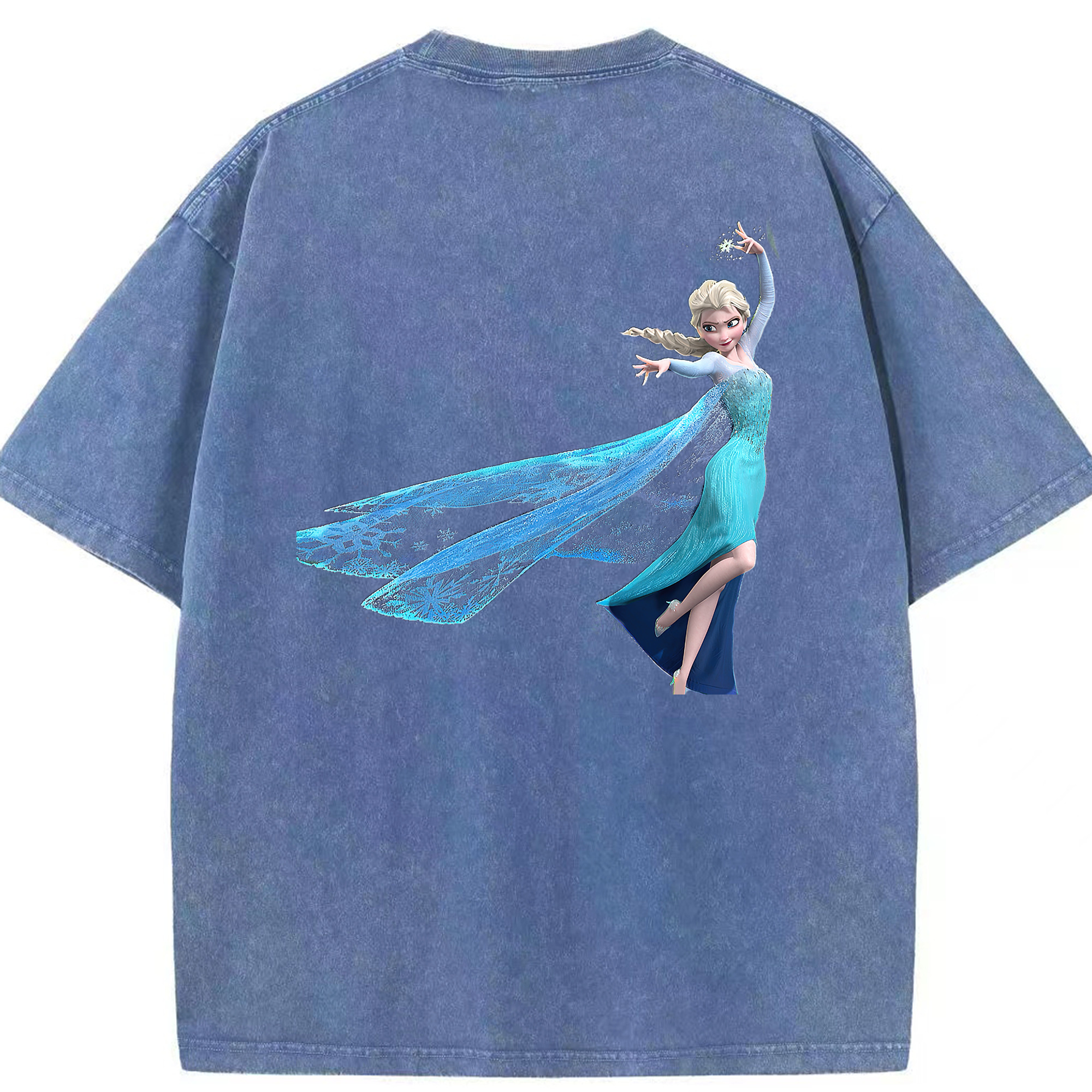 （画像用） アナと雪の女王 アンナ エルサ Frozen Anna Elsa 綿100% ヴィンテージ風 半袖Tシャツ（背面プリント）