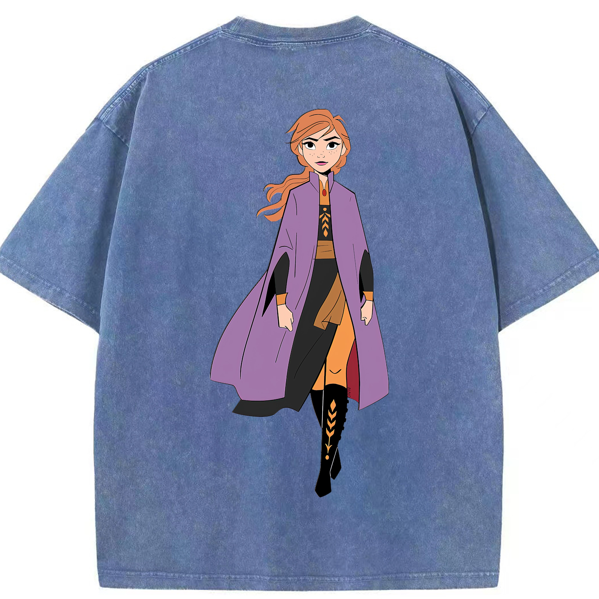 （画像用） アナと雪の女王 アンナ エルサ Frozen Anna Elsa 綿100% ヴィンテージ風 半袖Tシャツ（背面プリント）