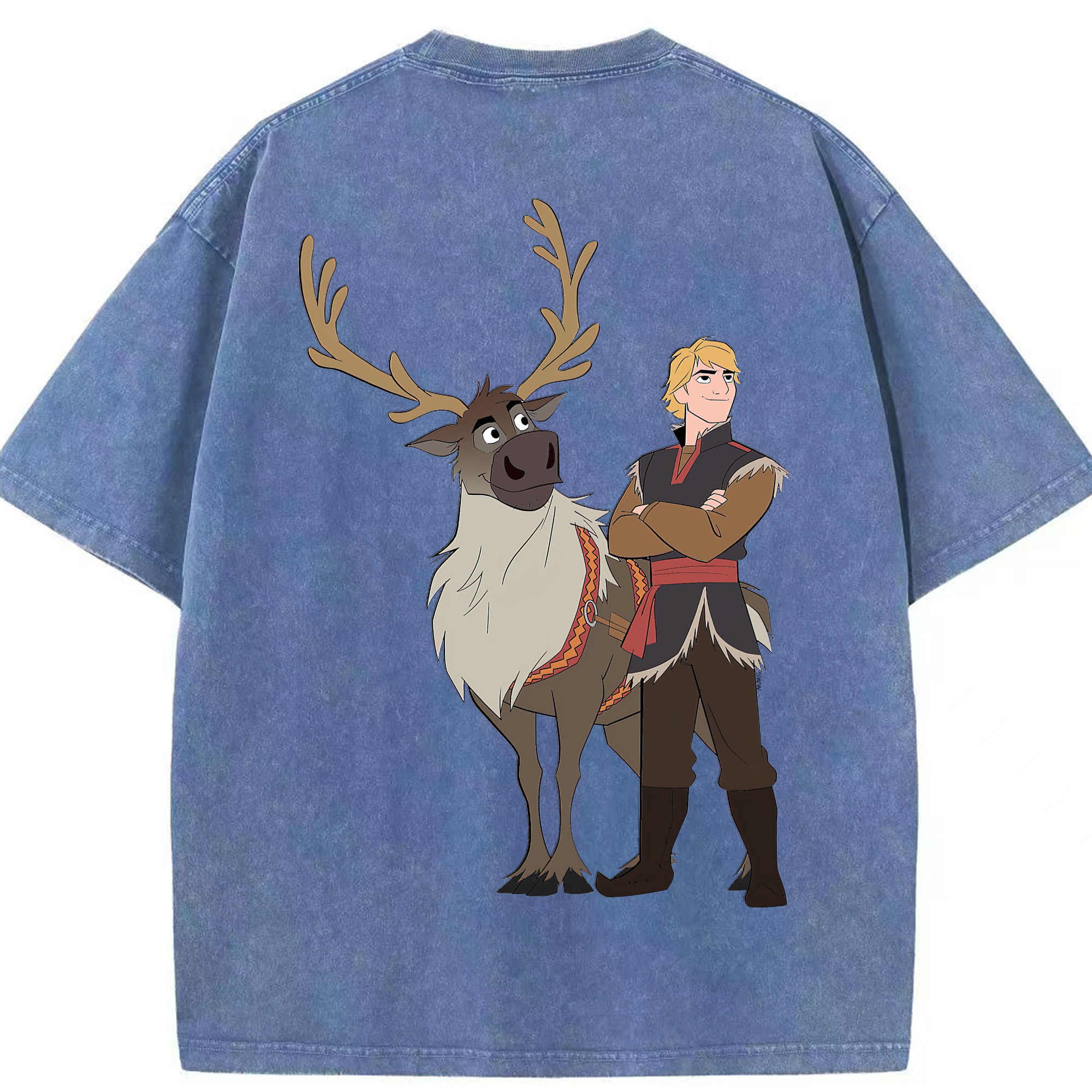 （画像用） アナと雪の女王 アンナ エルサ Frozen Anna Elsa 綿100% ヴィンテージ風 半袖Tシャツ（背面プリント）