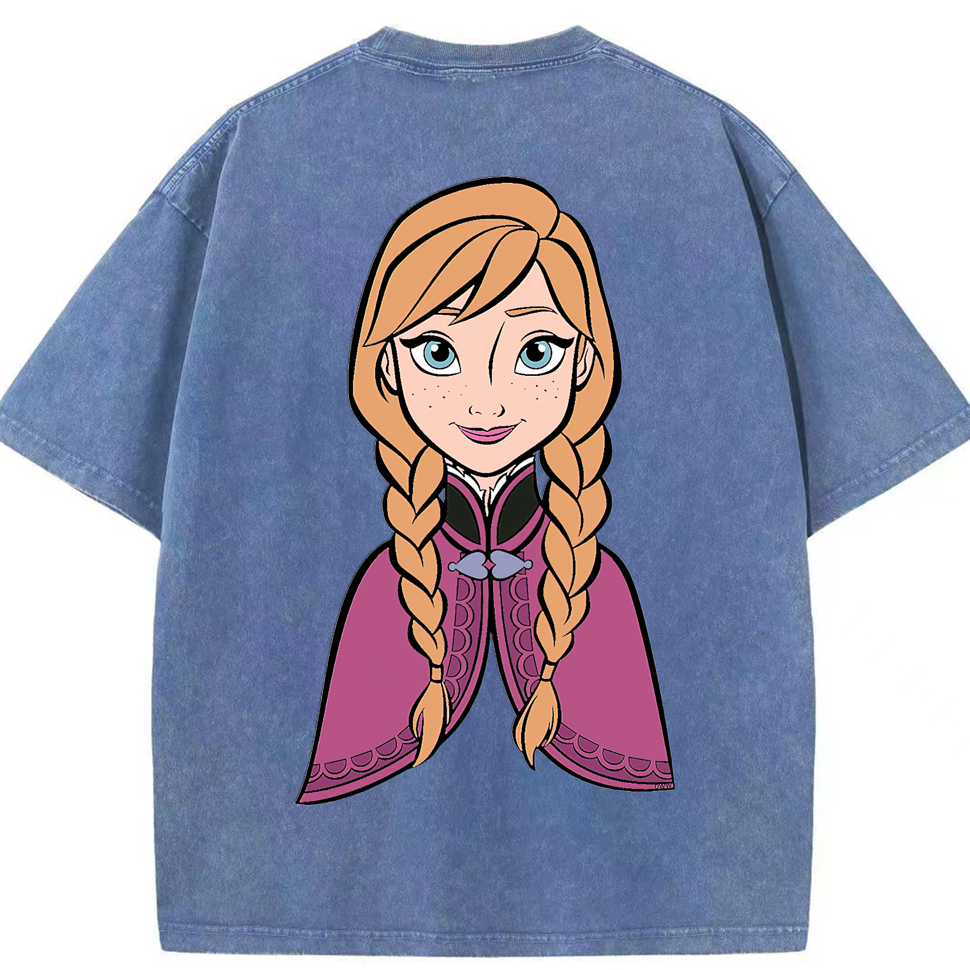 （画像用） アナと雪の女王 アンナ エルサ Frozen Anna Elsa 綿100% ヴィンテージ風 半袖Tシャツ（背面プリント）