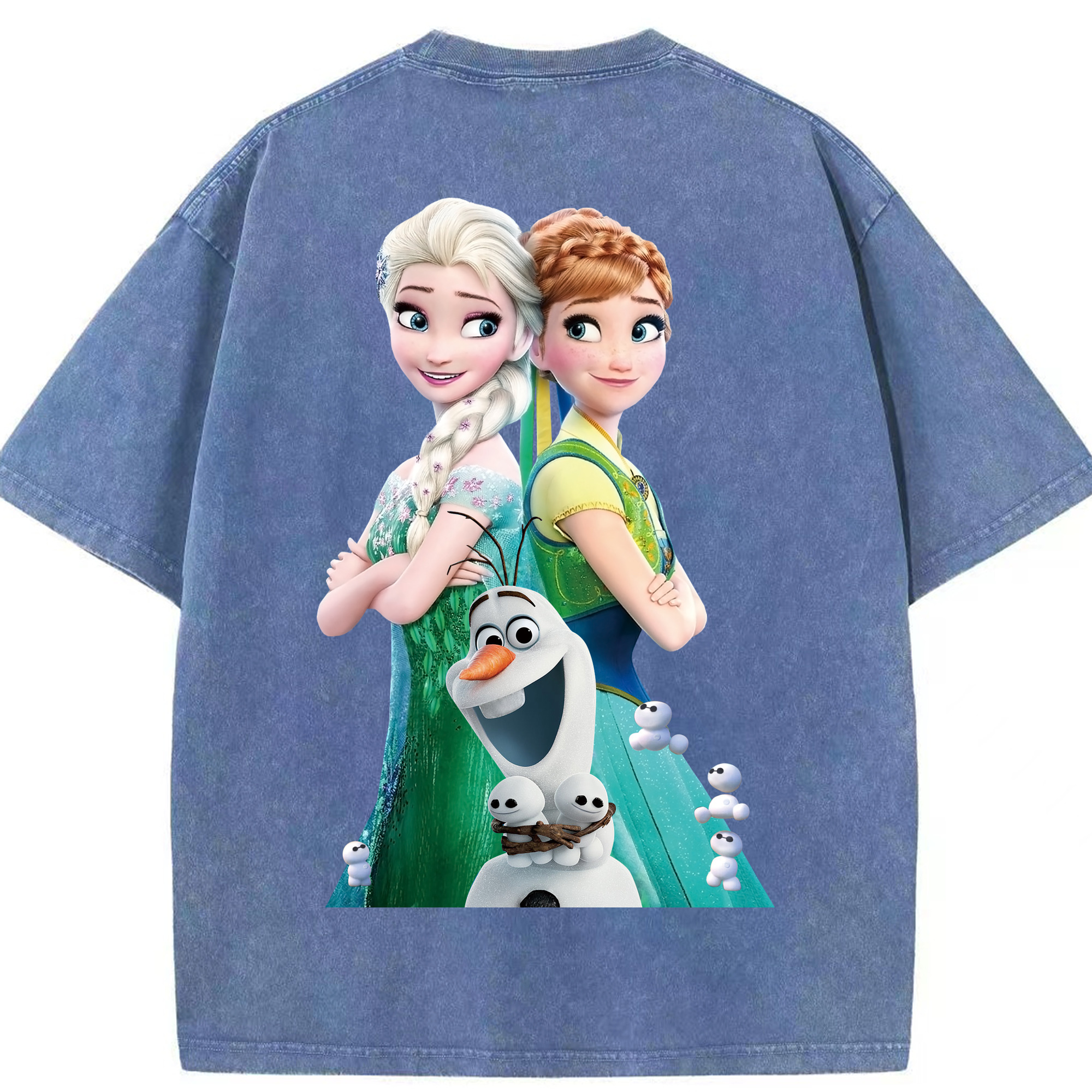 （画像用） アナと雪の女王 アンナ エルサ Frozen Anna Elsa 綿100% ヴィンテージ風 半袖Tシャツ（背面プリント）