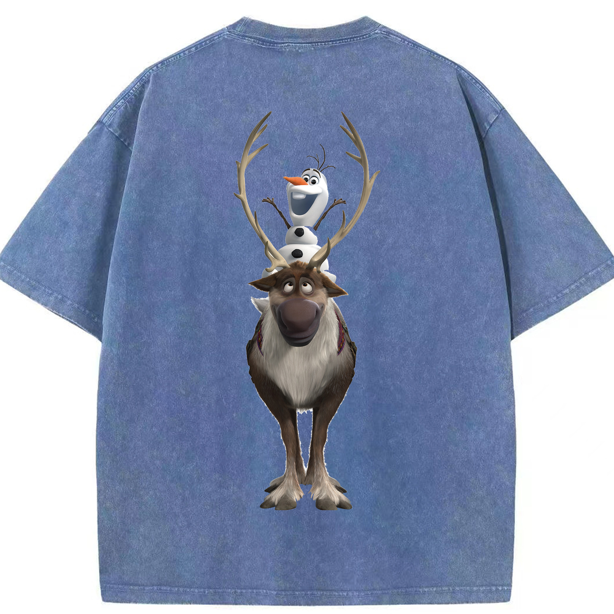 （画像用） アナと雪の女王 アンナ エルサ Frozen Anna Elsa 綿100% ヴィンテージ風 半袖Tシャツ（背面プリント）