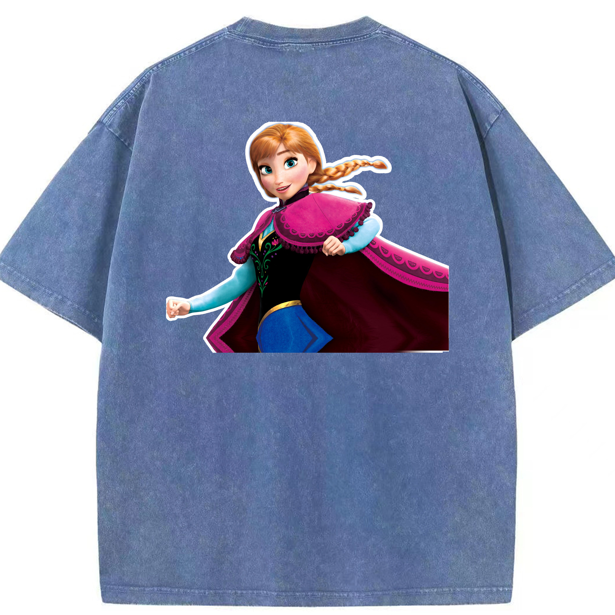 （画像用） アナと雪の女王 アンナ エルサ Frozen Anna Elsa 綿100% ヴィンテージ風 半袖Tシャツ（背面プリント）