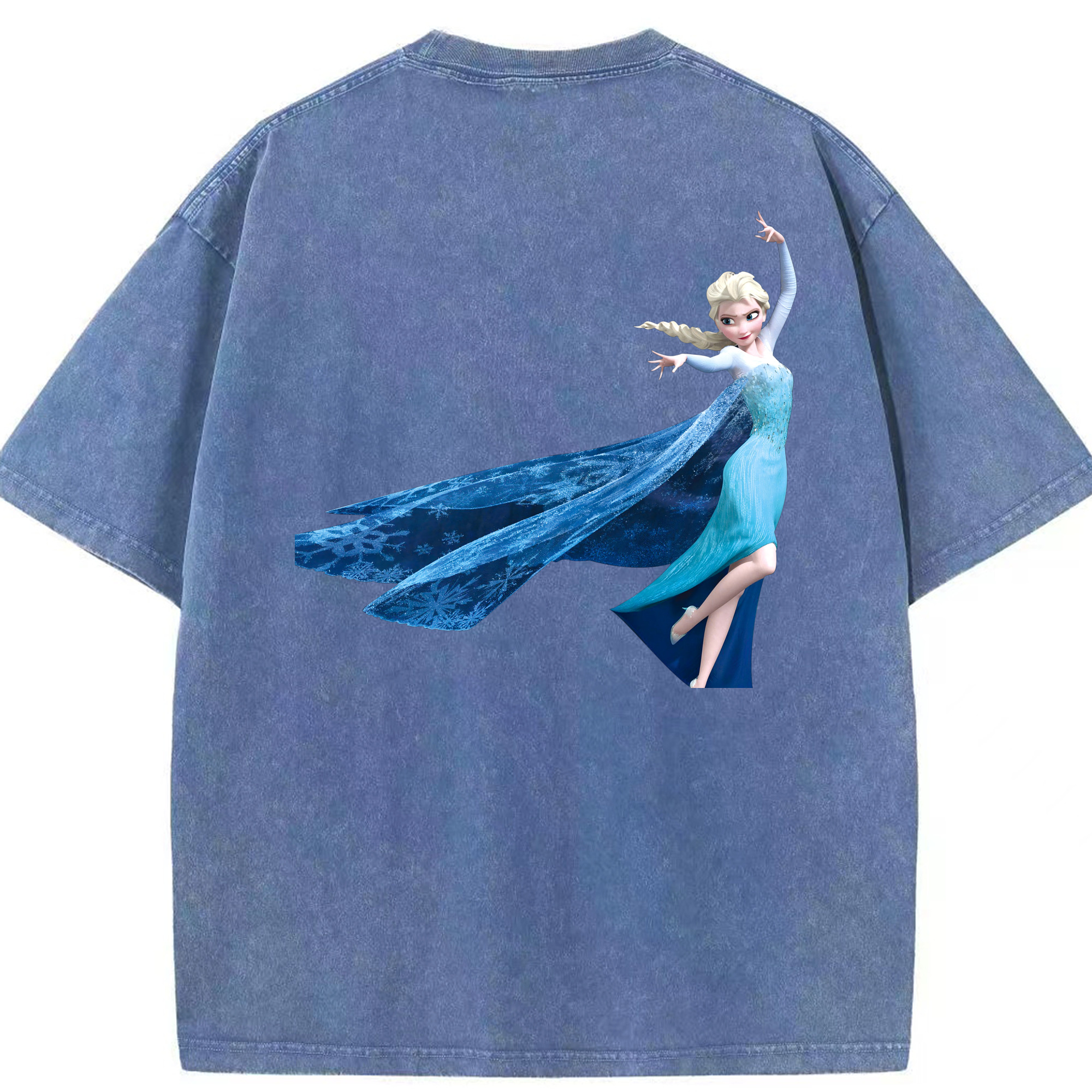 （画像用） アナと雪の女王 アンナ エルサ Frozen Anna Elsa 綿100% ヴィンテージ風 半袖Tシャツ（背面プリント）