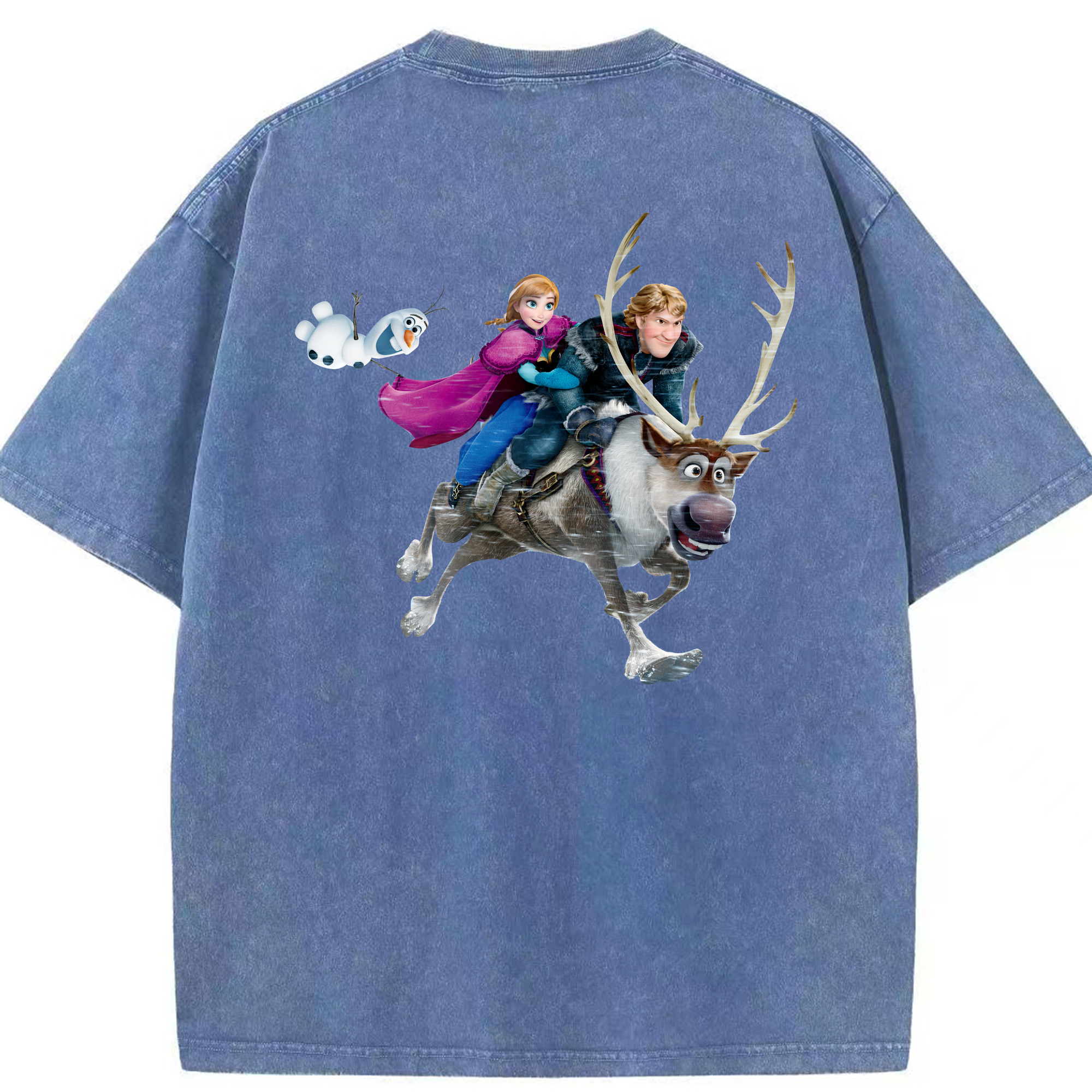 （画像用） アナと雪の女王 アンナ エルサ Frozen Anna Elsa 綿100% ヴィンテージ風 半袖Tシャツ（背面プリント）