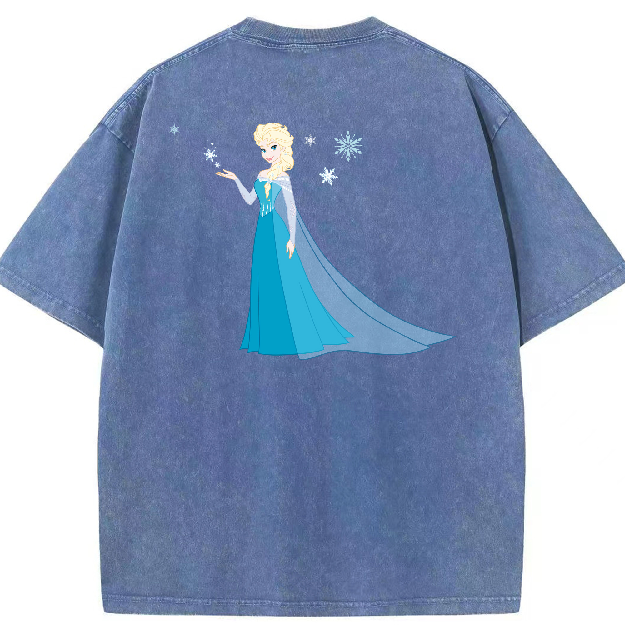 （画像用） アナと雪の女王 アンナ エルサ Frozen Anna Elsa 綿100% ヴィンテージ風 半袖Tシャツ（背面プリント）