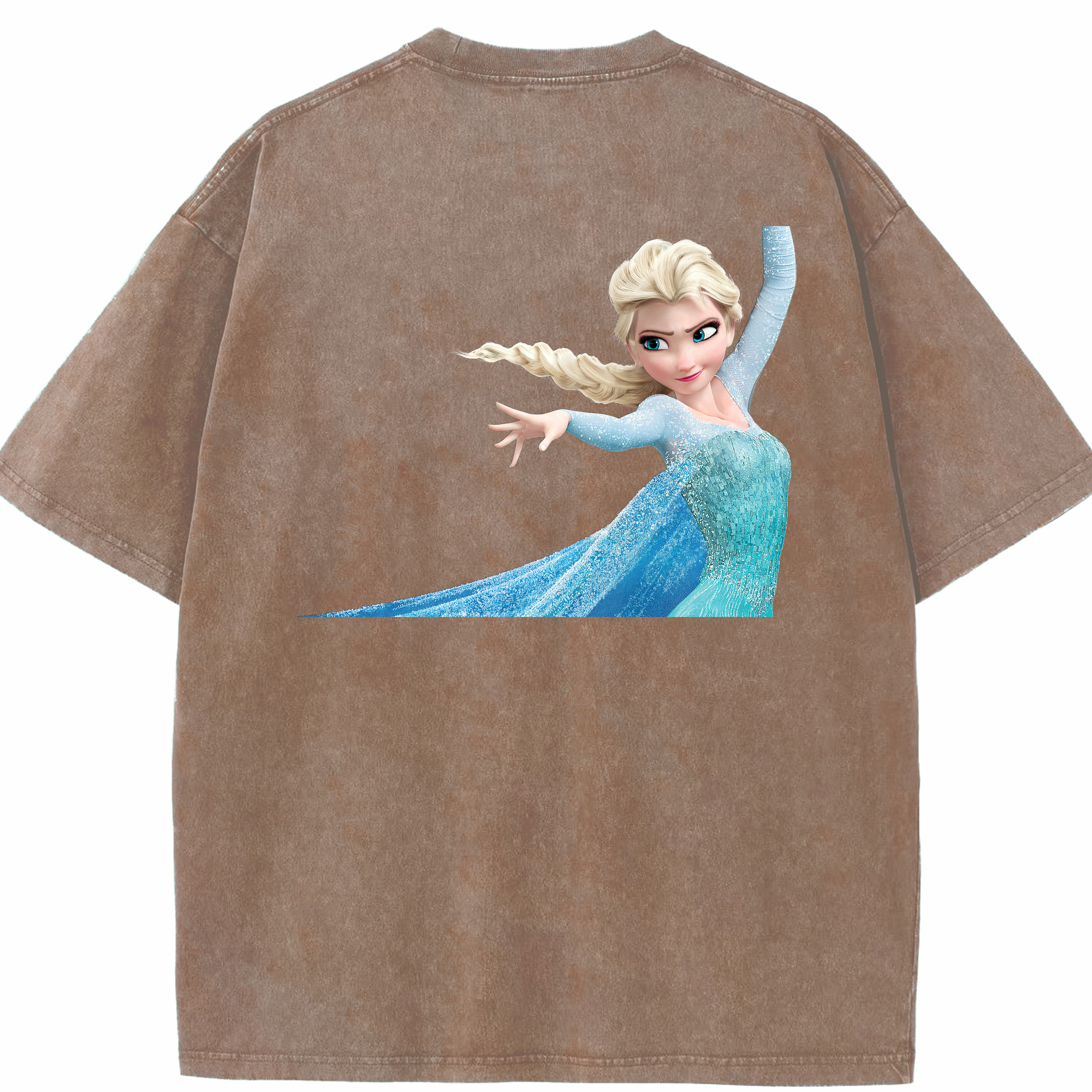 （画像用） アナと雪の女王 アンナ エルサ Frozen Anna Elsa 綿100% ヴィンテージ風 半袖Tシャツ（背面プリント）