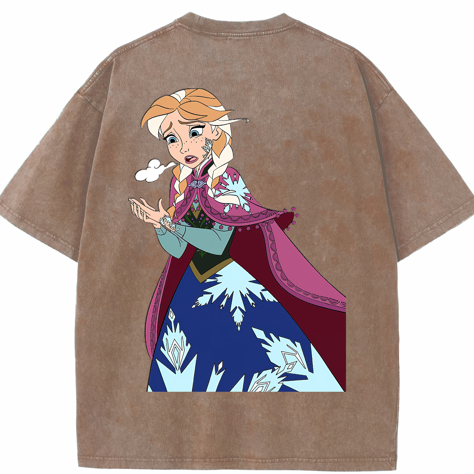 （画像用） アナと雪の女王 アンナ エルサ Frozen Anna Elsa 綿100% ヴィンテージ風 半袖Tシャツ（背面プリント）