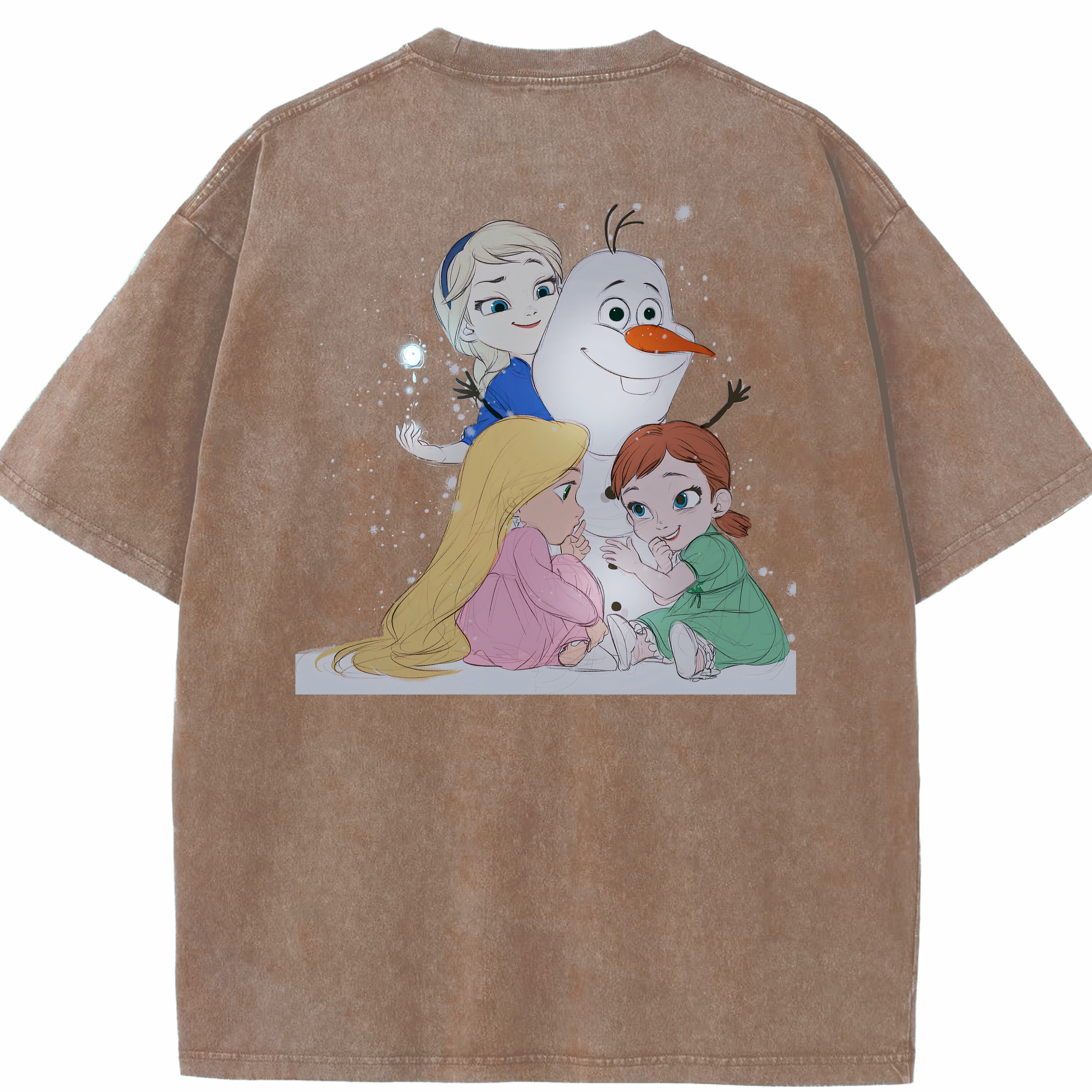 （画像用） アナと雪の女王 アンナ エルサ Frozen Anna Elsa 綿100% ヴィンテージ風 半袖Tシャツ（背面プリント）