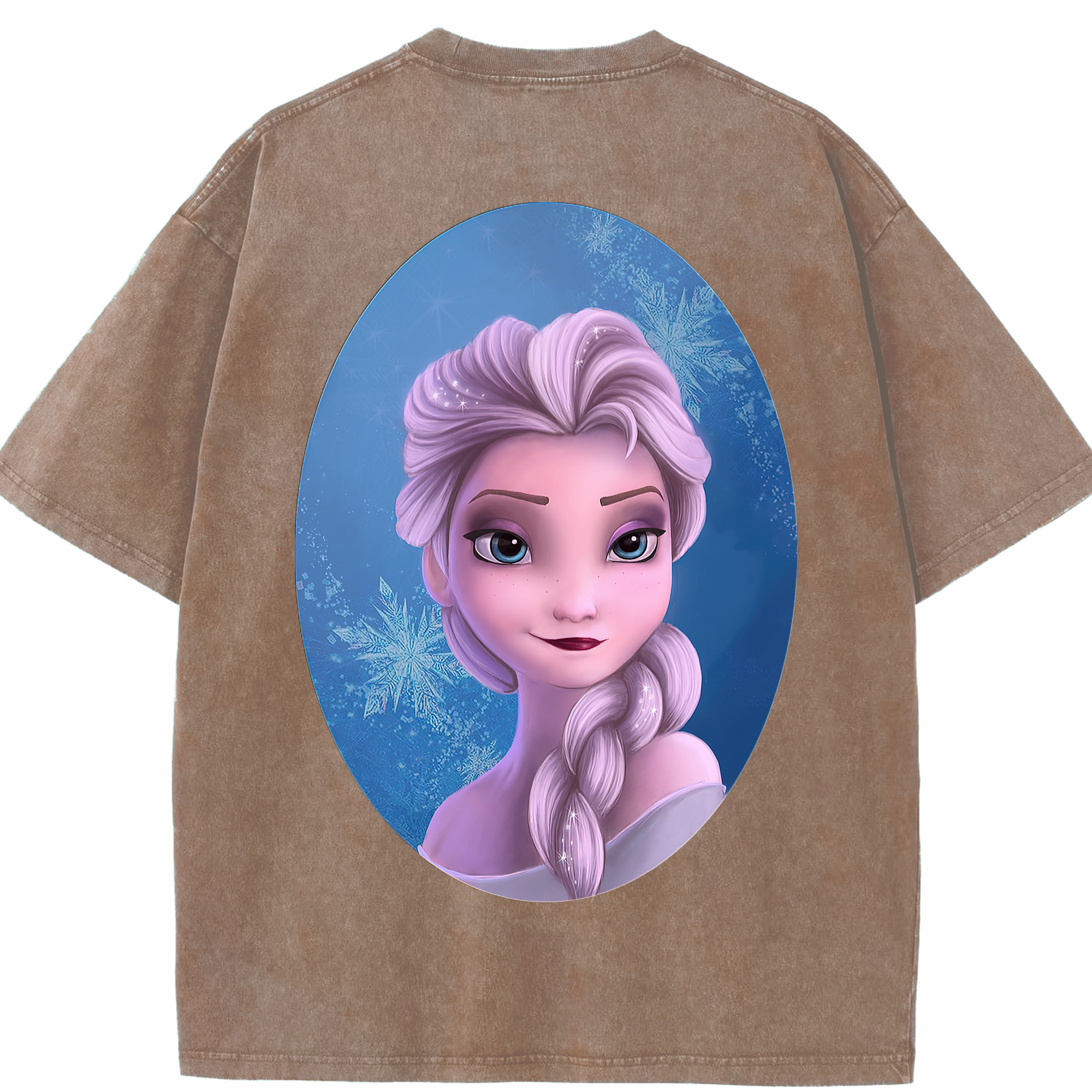 （画像用） アナと雪の女王 アンナ エルサ Frozen Anna Elsa 綿100% ヴィンテージ風 半袖Tシャツ（背面プリント）