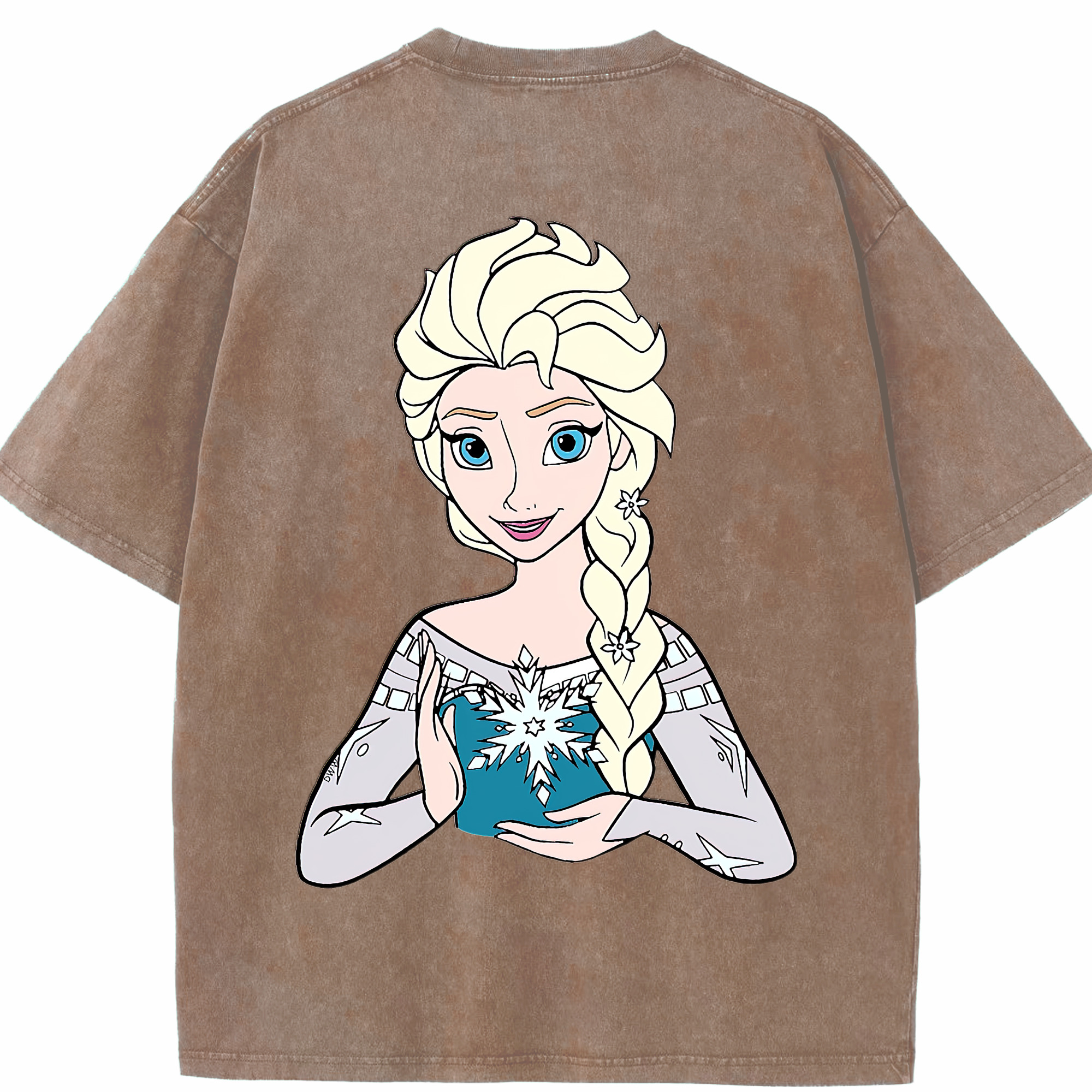 （画像用） アナと雪の女王 アンナ エルサ Frozen Anna Elsa 綿100% ヴィンテージ風 半袖Tシャツ（背面プリント）