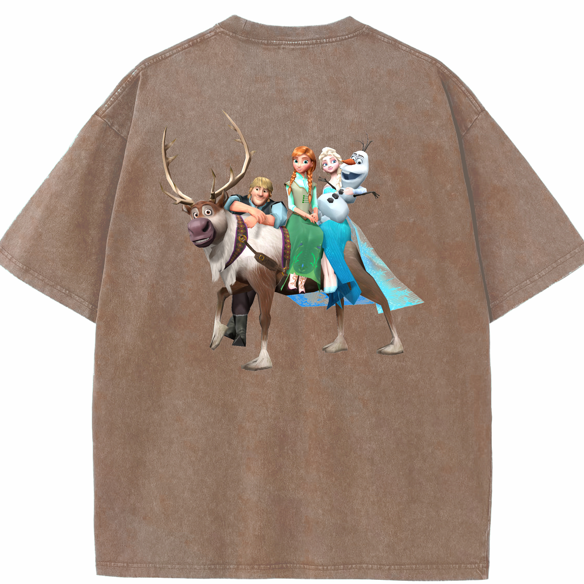 （画像用） アナと雪の女王 アンナ エルサ Frozen Anna Elsa 綿100% ヴィンテージ風 半袖Tシャツ（背面プリント）