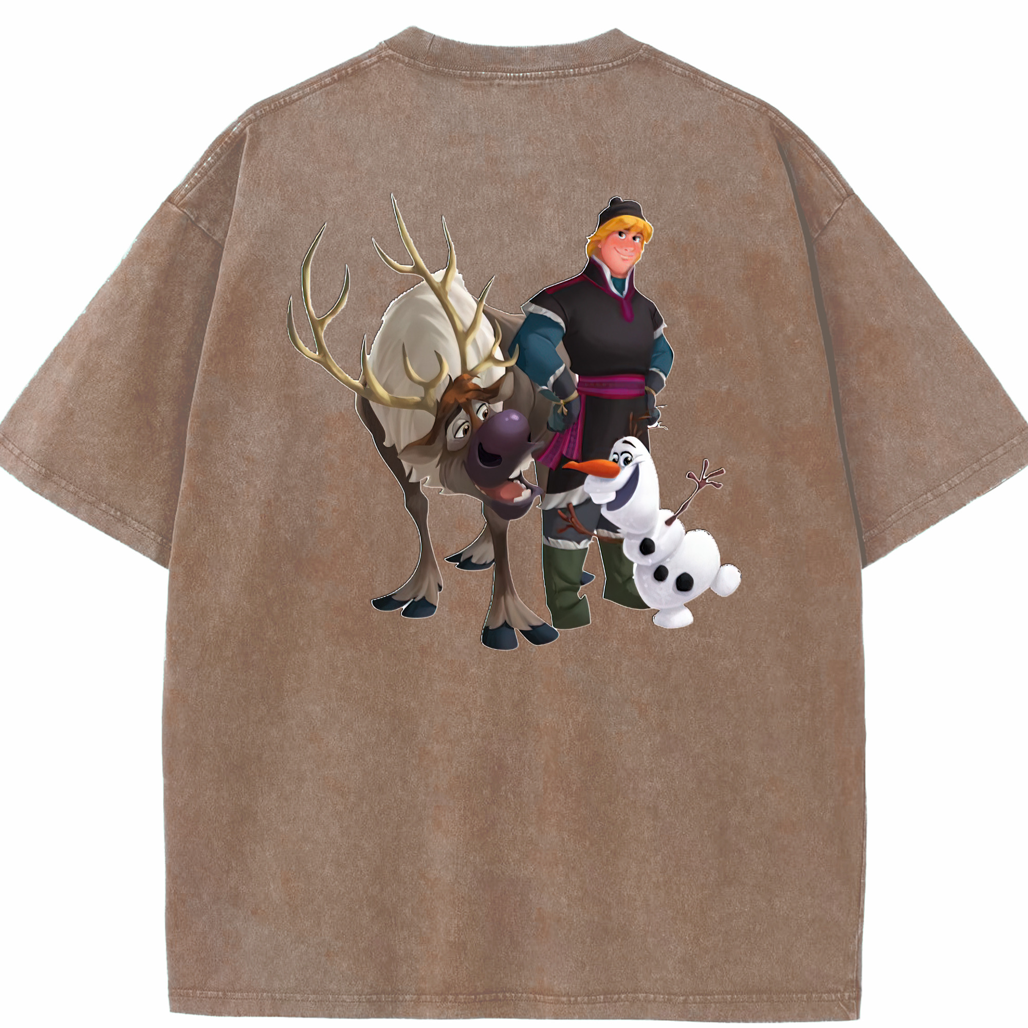 （画像用） アナと雪の女王 アンナ エルサ Frozen Anna Elsa 綿100% ヴィンテージ風 半袖Tシャツ（背面プリント）