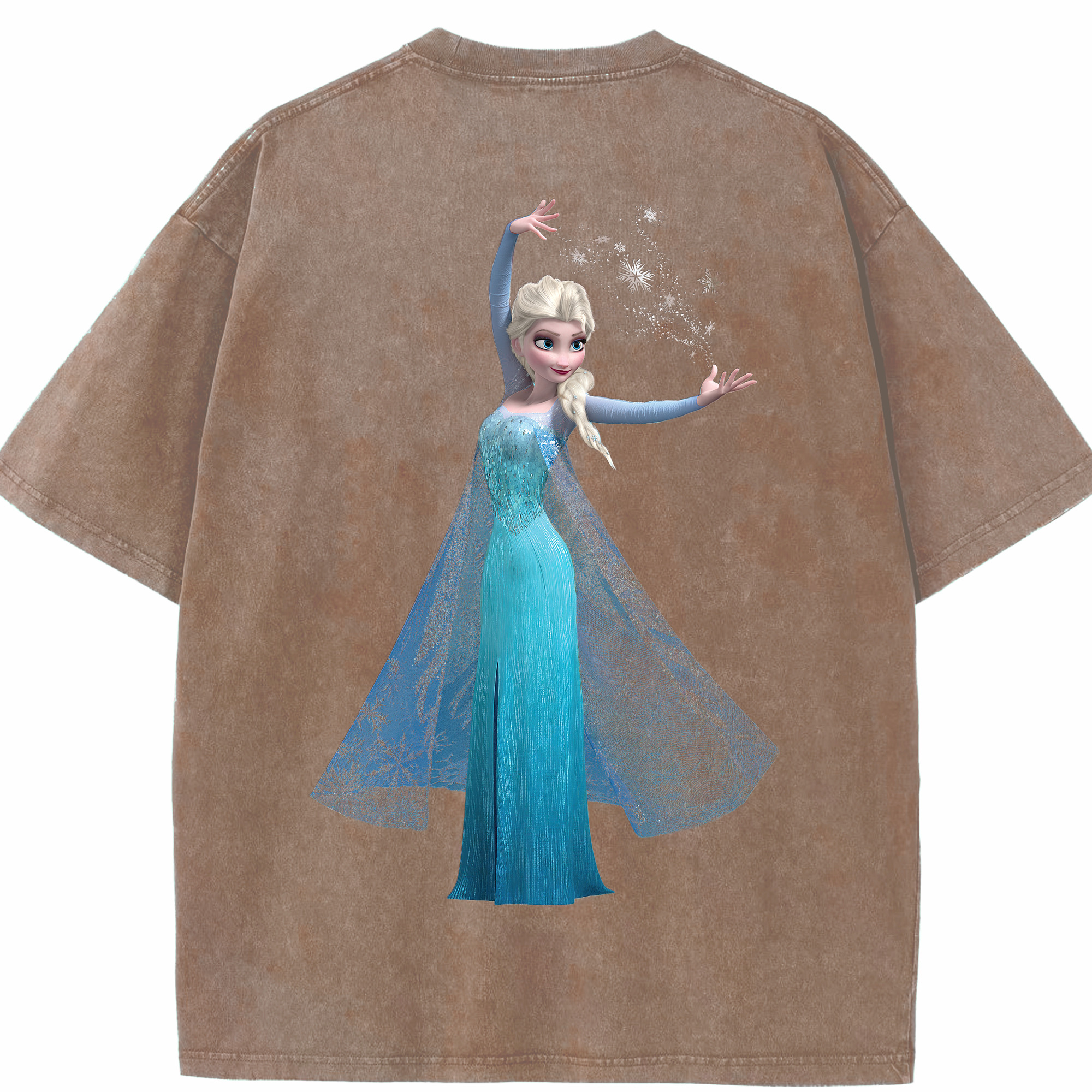 （画像用） アナと雪の女王 アンナ エルサ Frozen Anna Elsa 綿100% ヴィンテージ風 半袖Tシャツ（背面プリント）