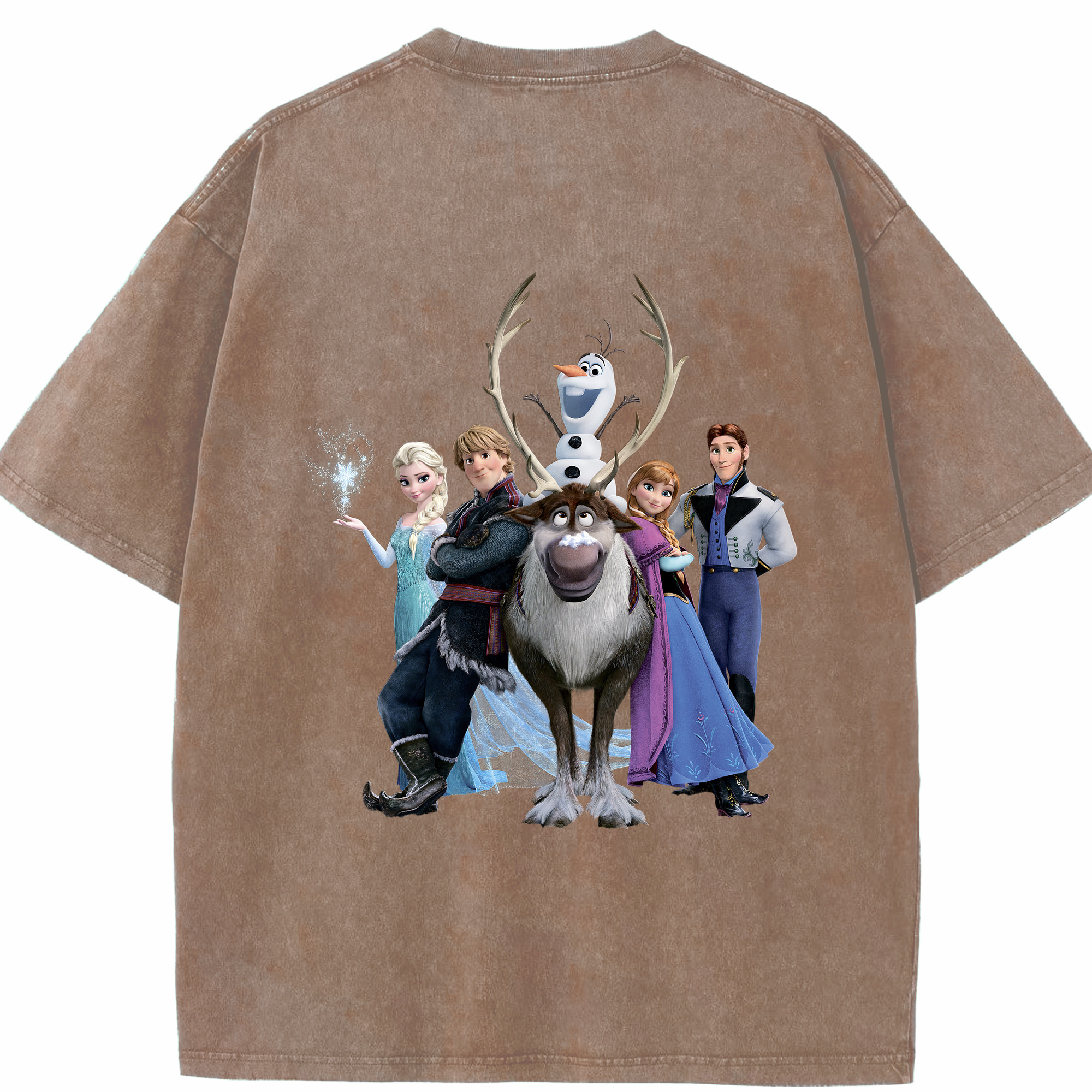 （画像用） アナと雪の女王 アンナ エルサ Frozen Anna Elsa 綿100% ヴィンテージ風 半袖Tシャツ（背面プリント）