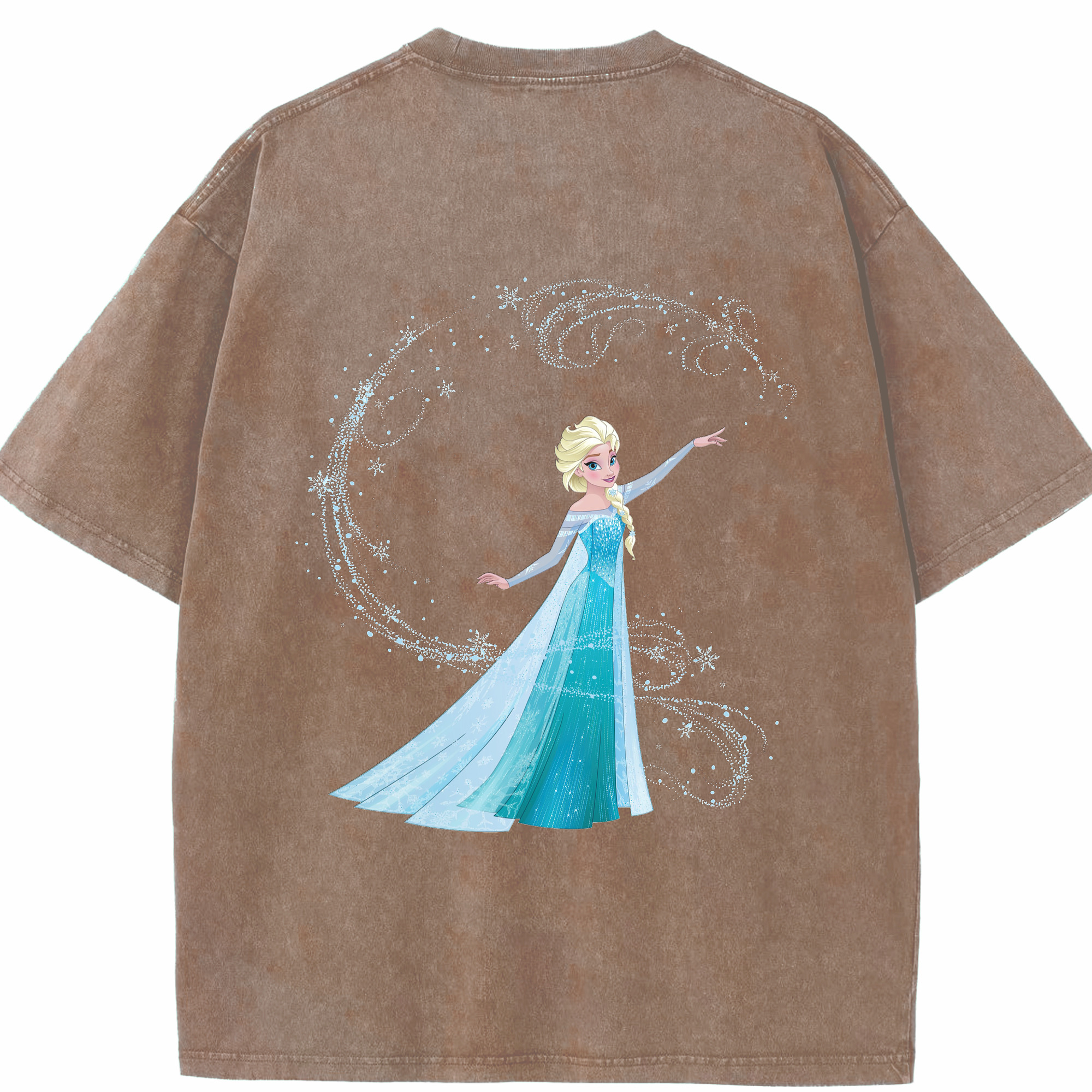 （画像用） アナと雪の女王 アンナ エルサ Frozen Anna Elsa 綿100% ヴィンテージ風 半袖Tシャツ（背面プリント）